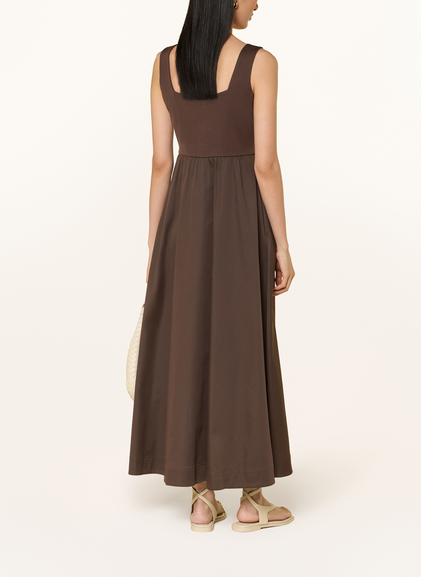 comma Kleid im Materialmix: DUNKELBRAUN