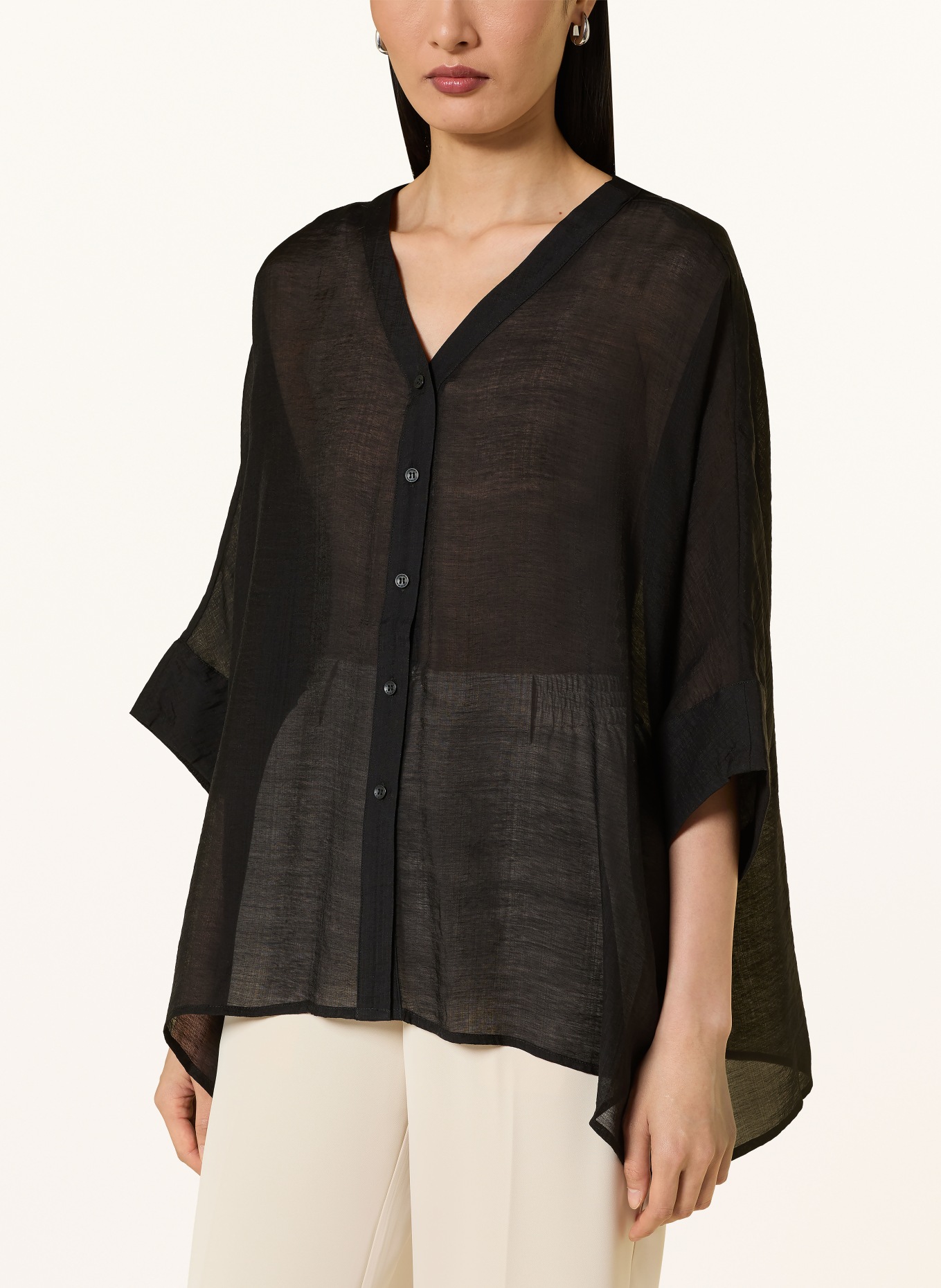 comma Bluse mit 3/4-Arm: SCHWARZ