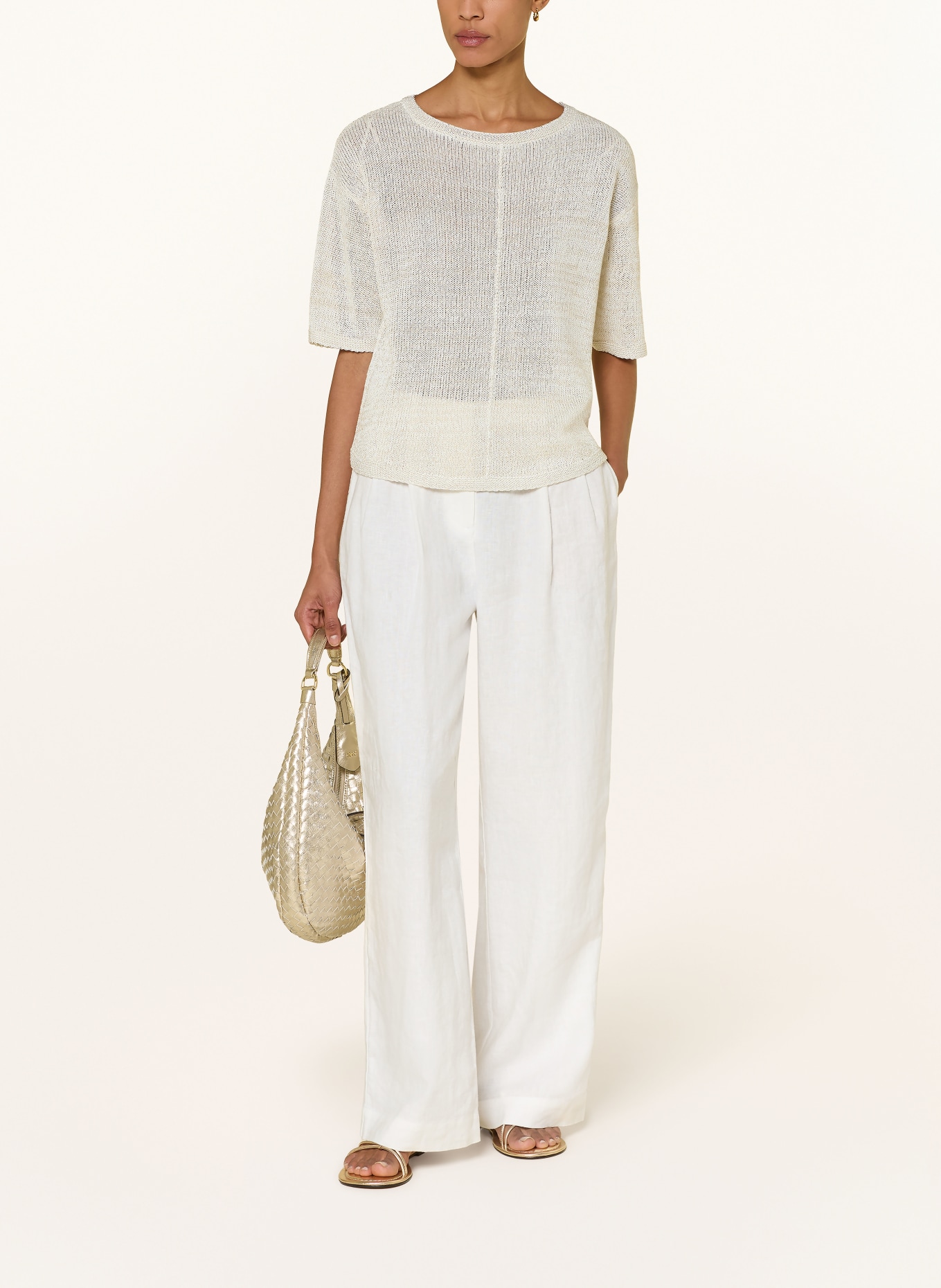 s.Oliver BLACK LABEL Knitted shirt with glitter yarn: ECRU / GOLD