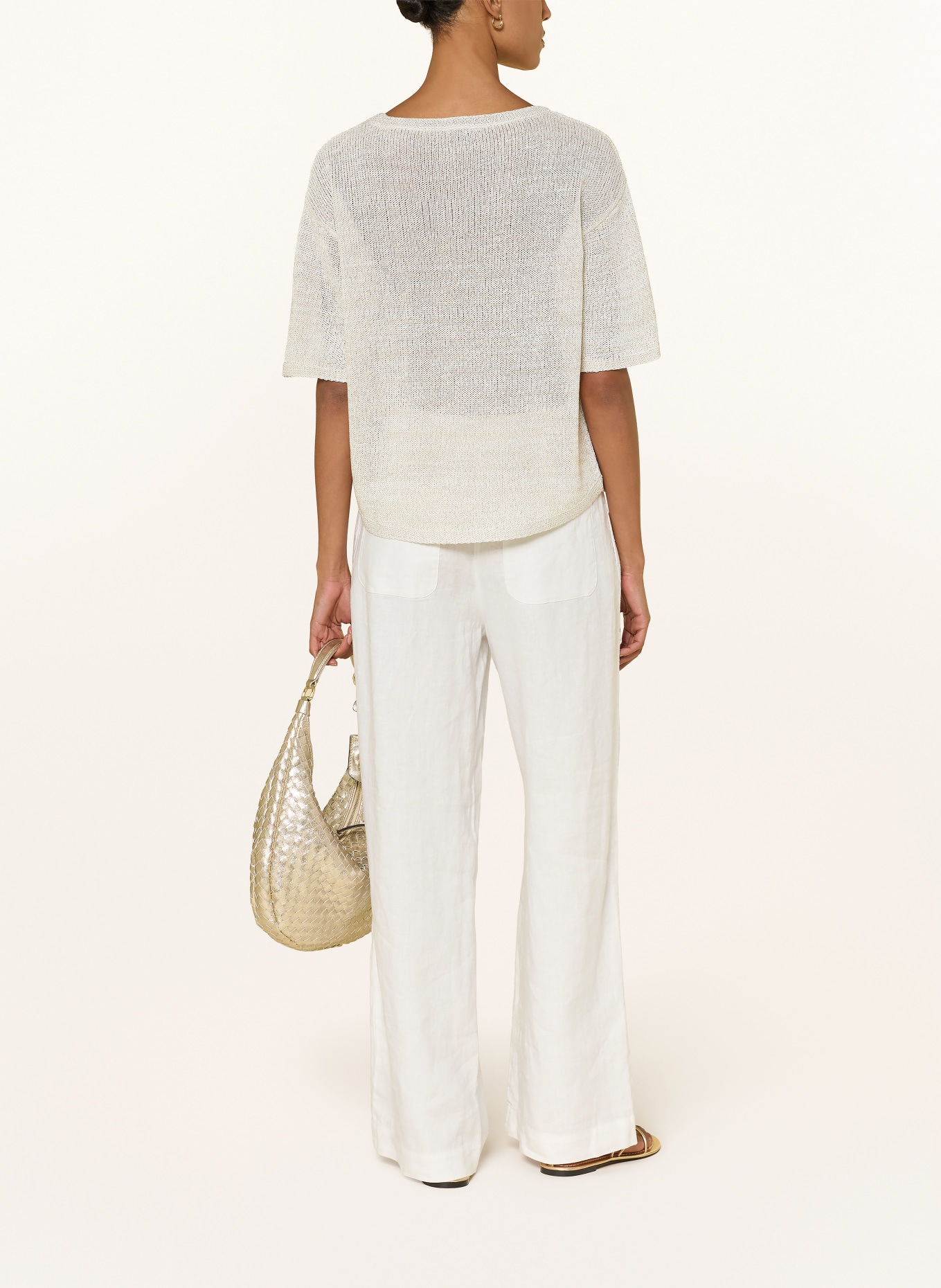 s.Oliver BLACK LABEL Knitted shirt with glitter yarn: ECRU / GOLD