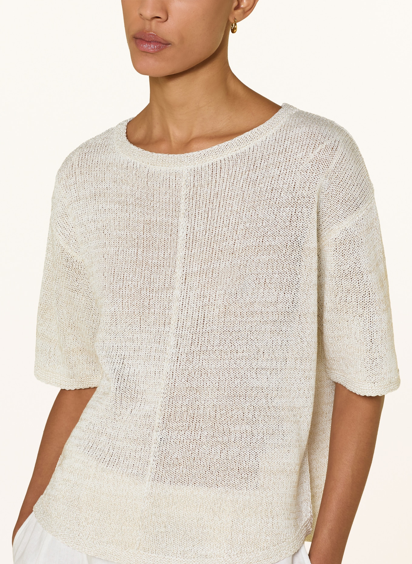 s.Oliver BLACK LABEL Knitted shirt with glitter yarn: ECRU / GOLD