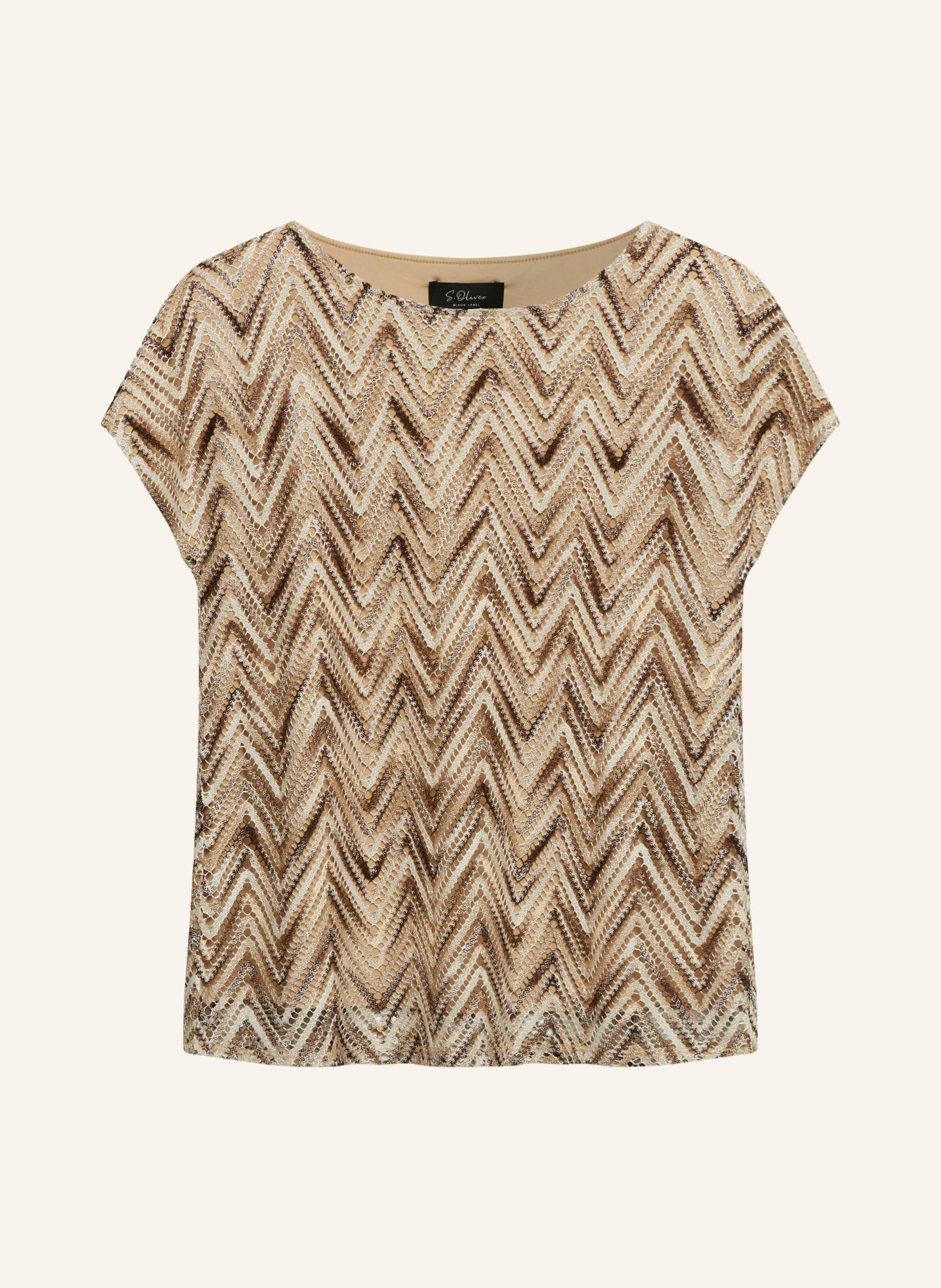 s.Oliver BLACK LABEL Gebreid shirt: LICHTBRUIN / BRUIN / BEIGE
