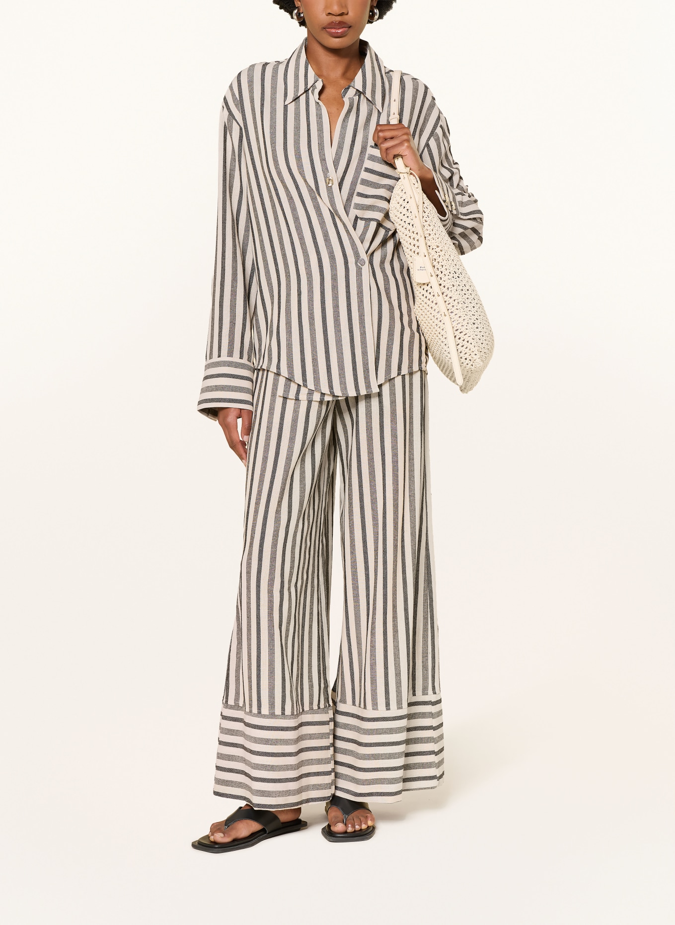 LEZU Marlenehose EMMA mit Leinen: ECRU / TAUPE / SCHWARZ