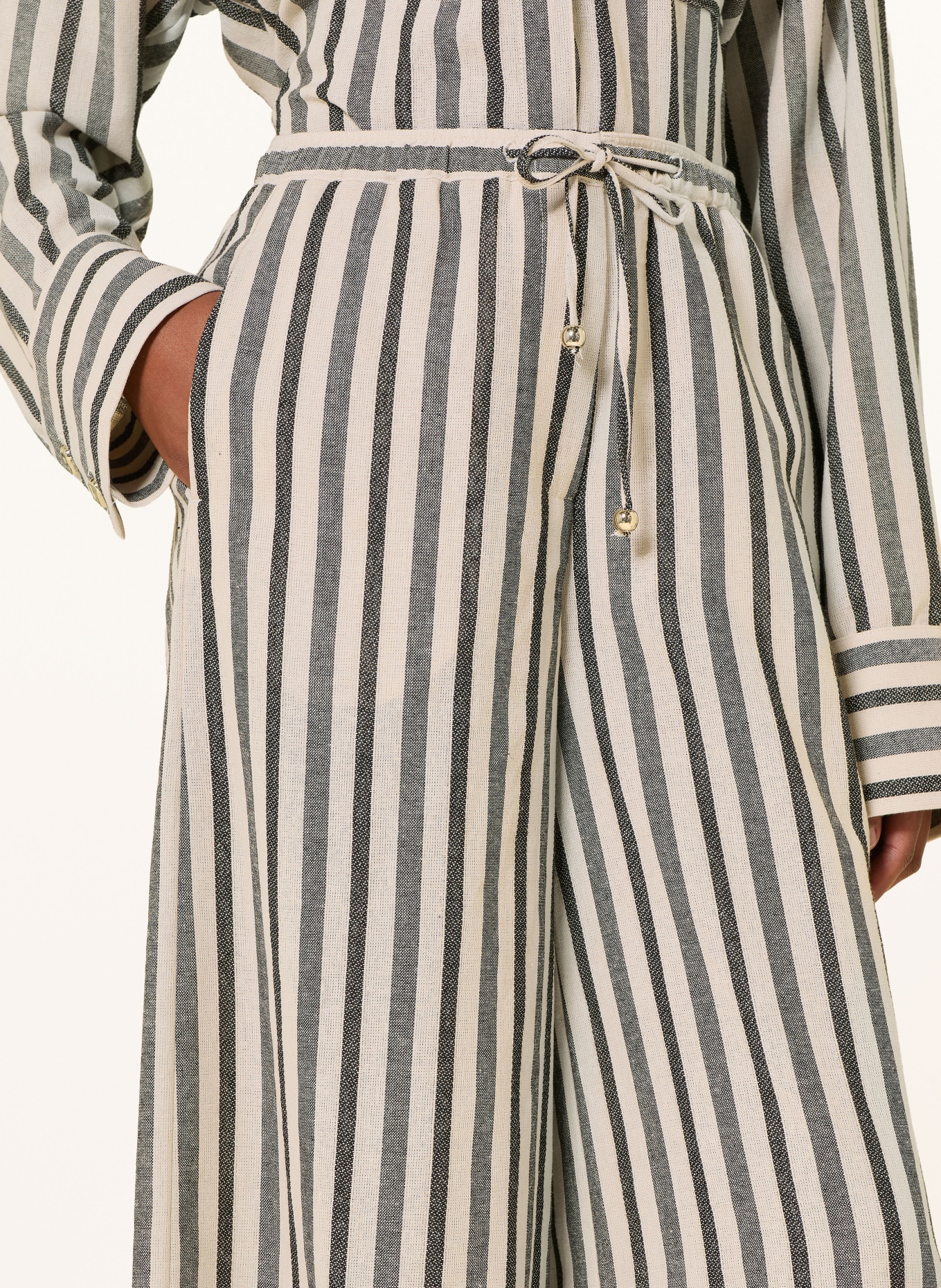 LEZU Marlenehose EMMA mit Leinen: ECRU / TAUPE / SCHWARZ