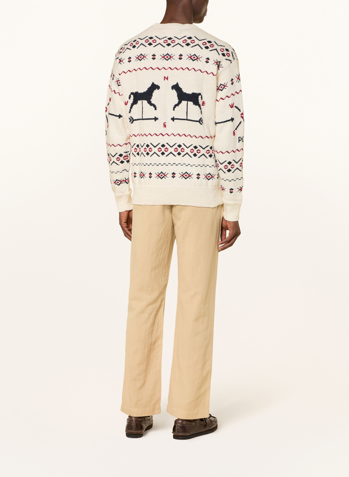 POLO RALPH LAUREN Svetr: KRÉMOVÁ / TMAVĚ ČERVENÁ / TMAVĚ MODRÁ