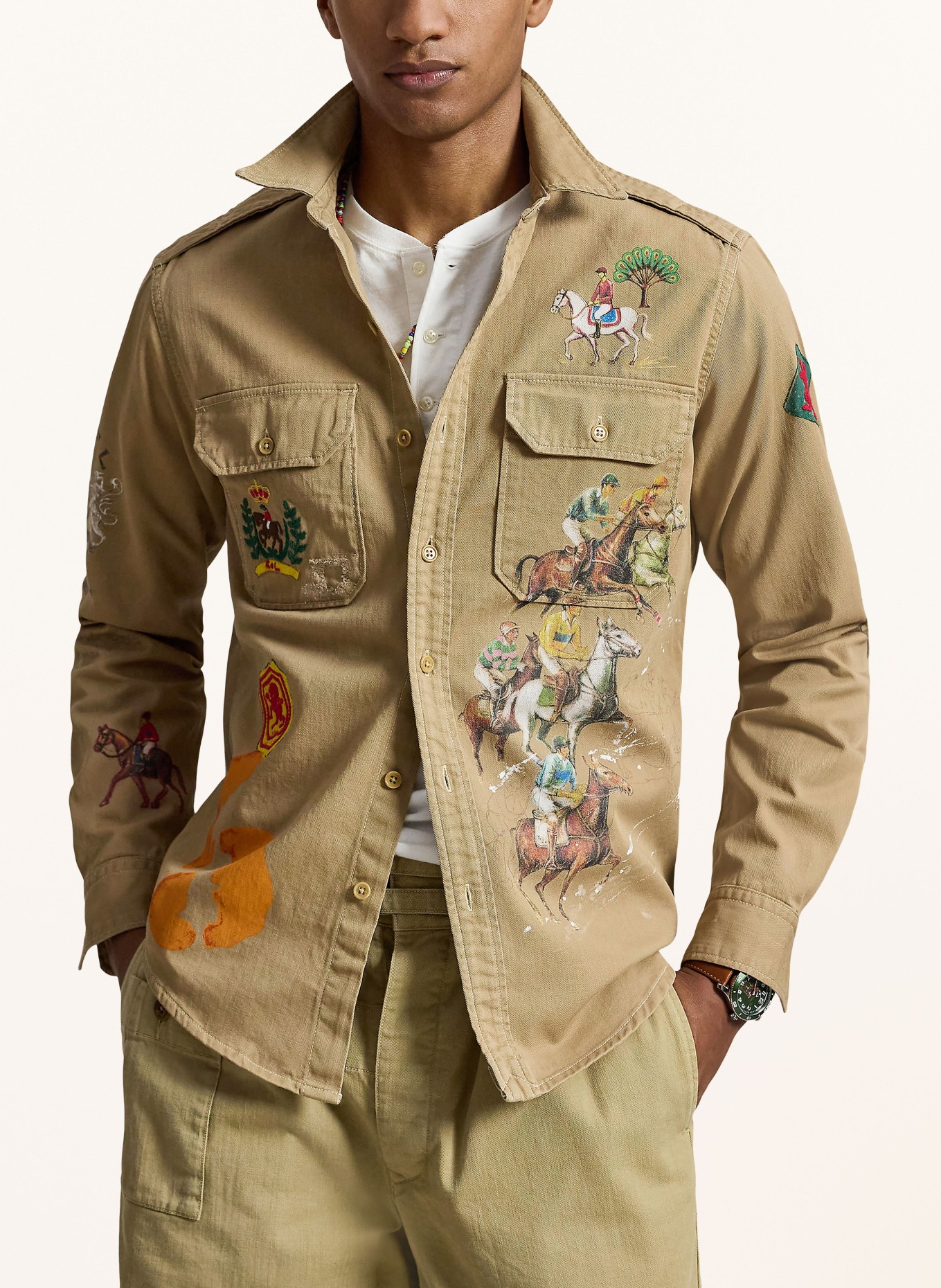 POLO RALPH LAUREN Overshirt: KAKI / ORANJE / GROEN
