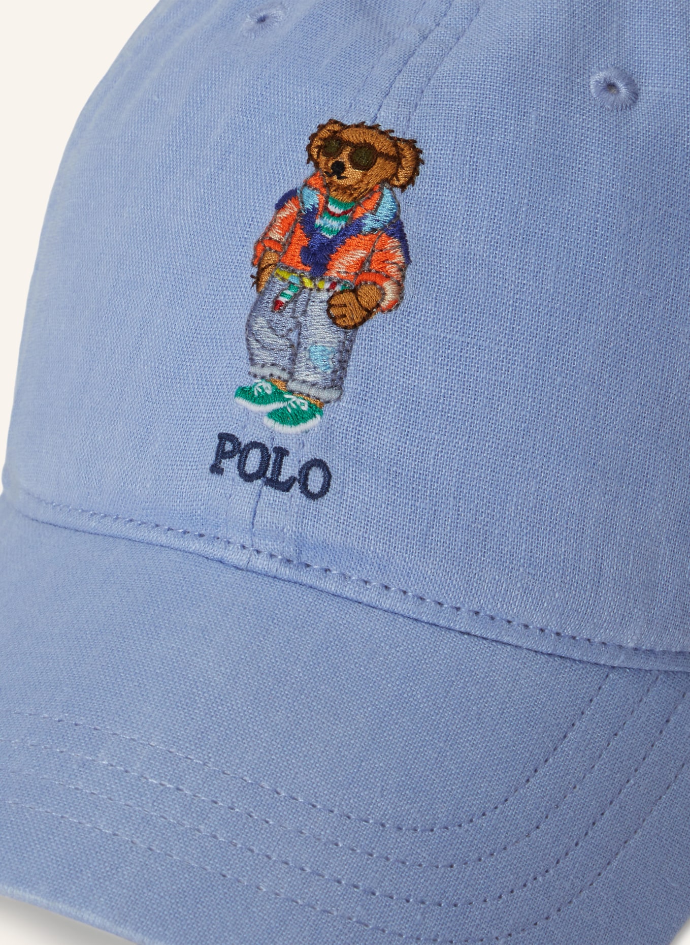 POLO RALPH LAUREN Linen cap: LIGHT BLUE / LIGHT BROWN / DARK BLUE