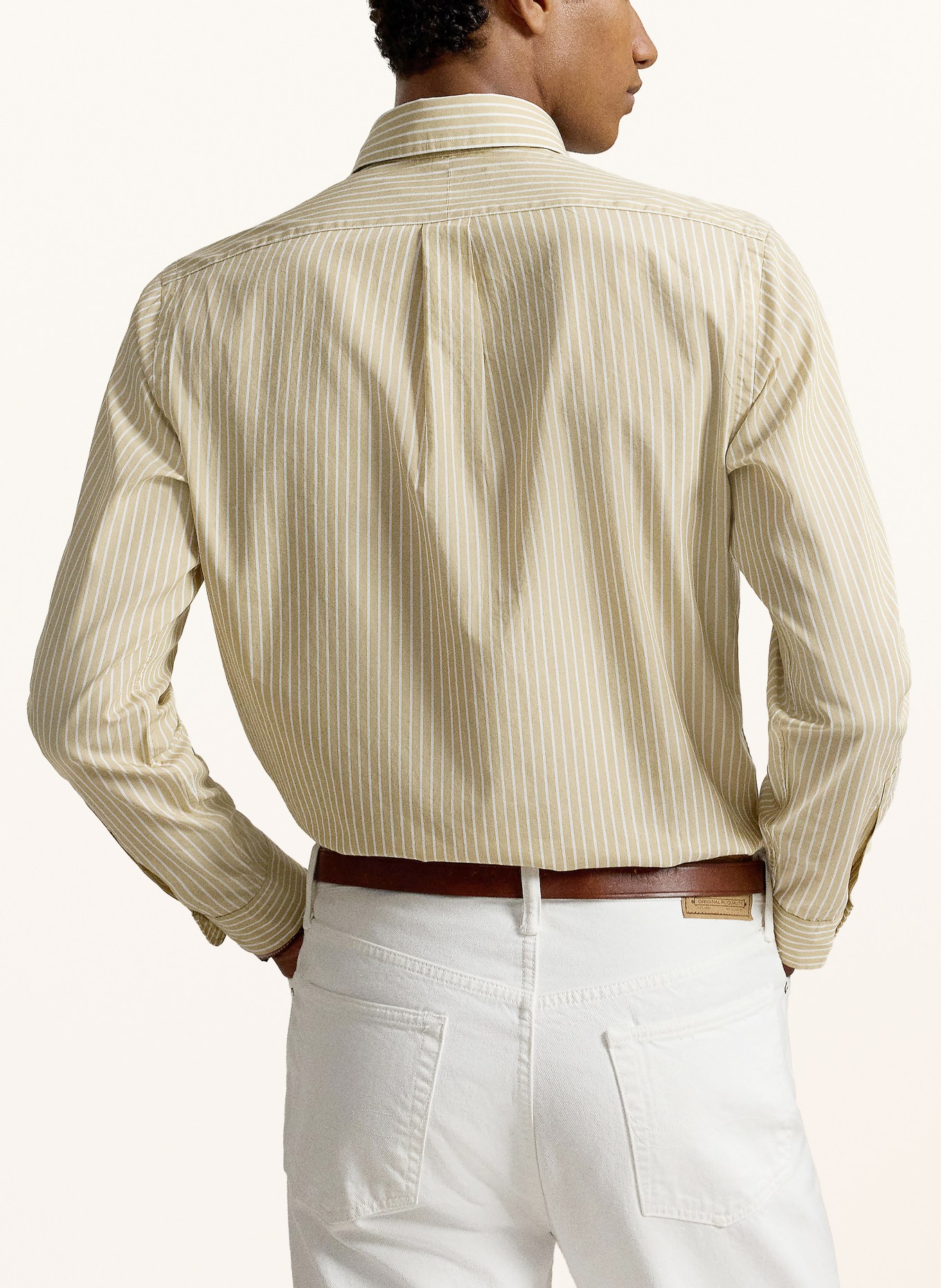 POLO RALPH LAUREN Chemise Custom Fit: BEIGE / BLANC