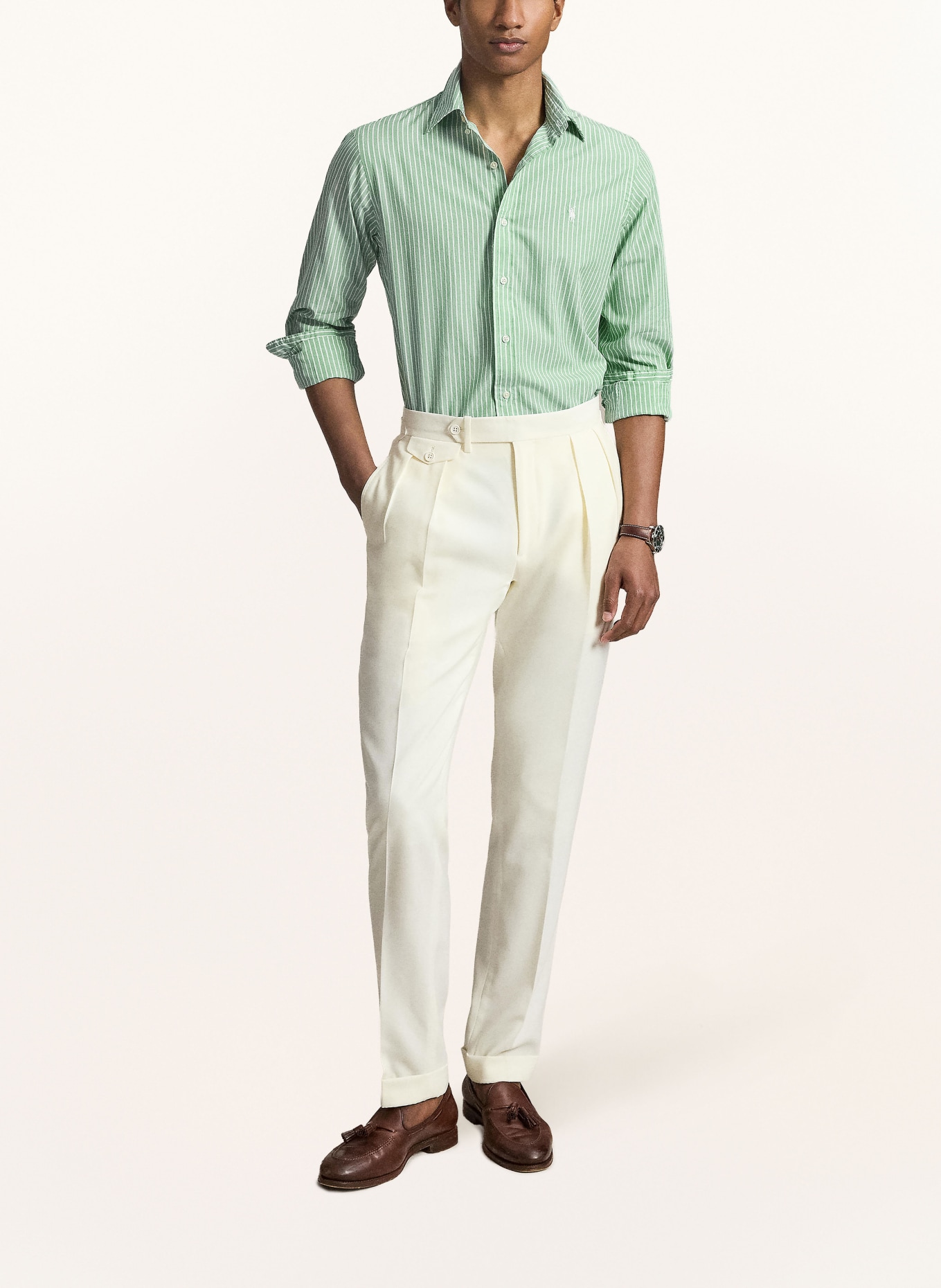 POLO RALPH LAUREN Chemise Custom Fit: MENTHE / BLANC
