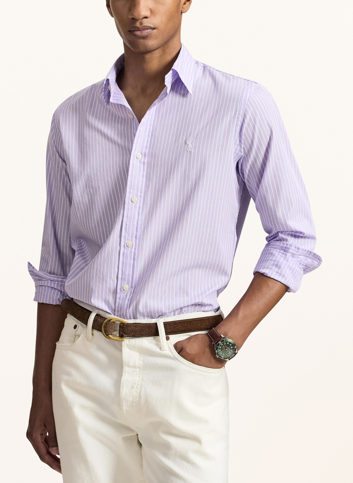 POLO RALPH LAUREN Chemise Custom Fit: LILAS / BLANC