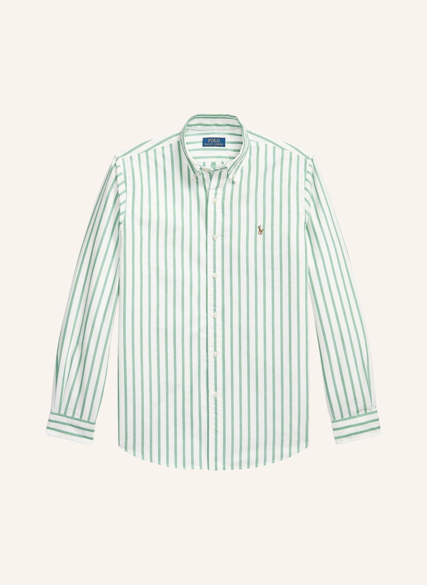 POLO RALPH LAUREN Oxford shirt Custom Fit: WHITE / GREEN