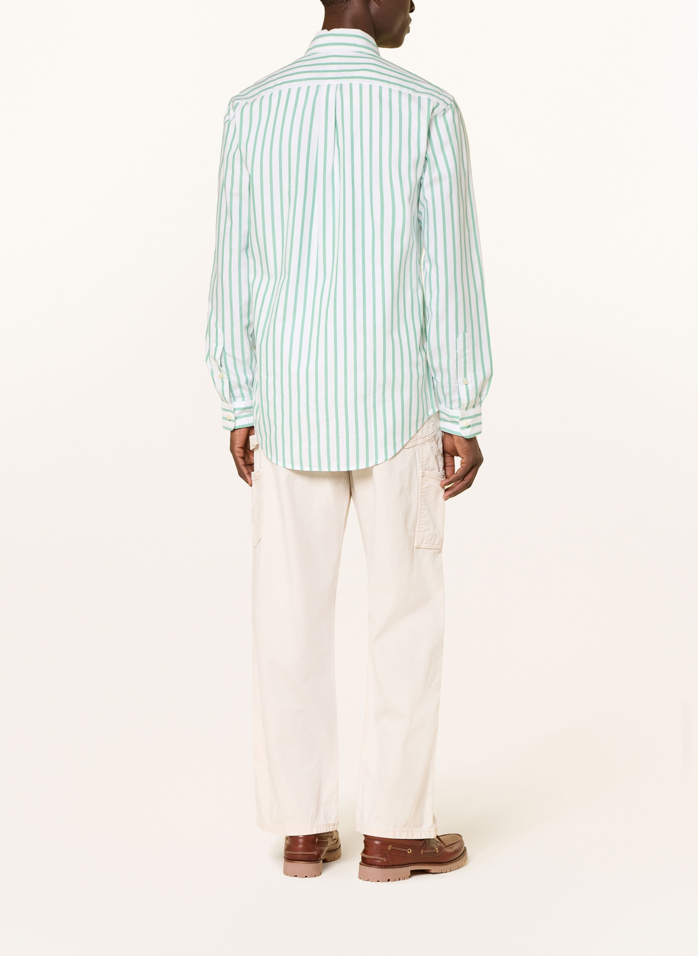 POLO RALPH LAUREN Oxford shirt Custom Fit: WHITE / GREEN