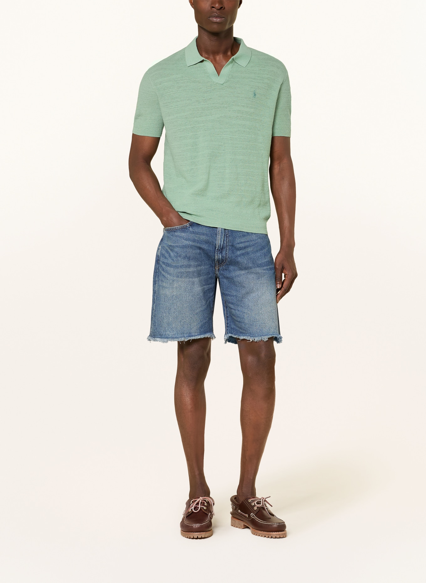 POLO RALPH LAUREN Pletené polo tričko: SVĚTLE ZELENÁ