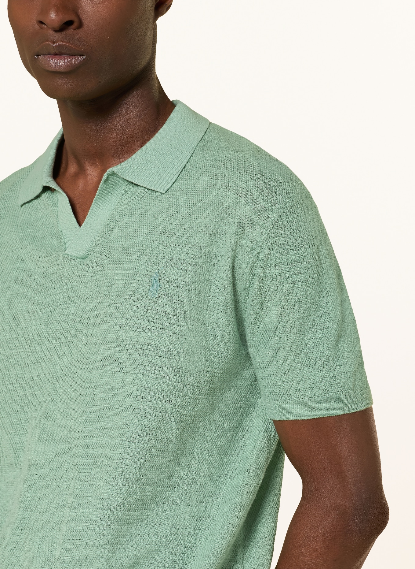 POLO RALPH LAUREN Pletené polo tričko: SVĚTLE ZELENÁ