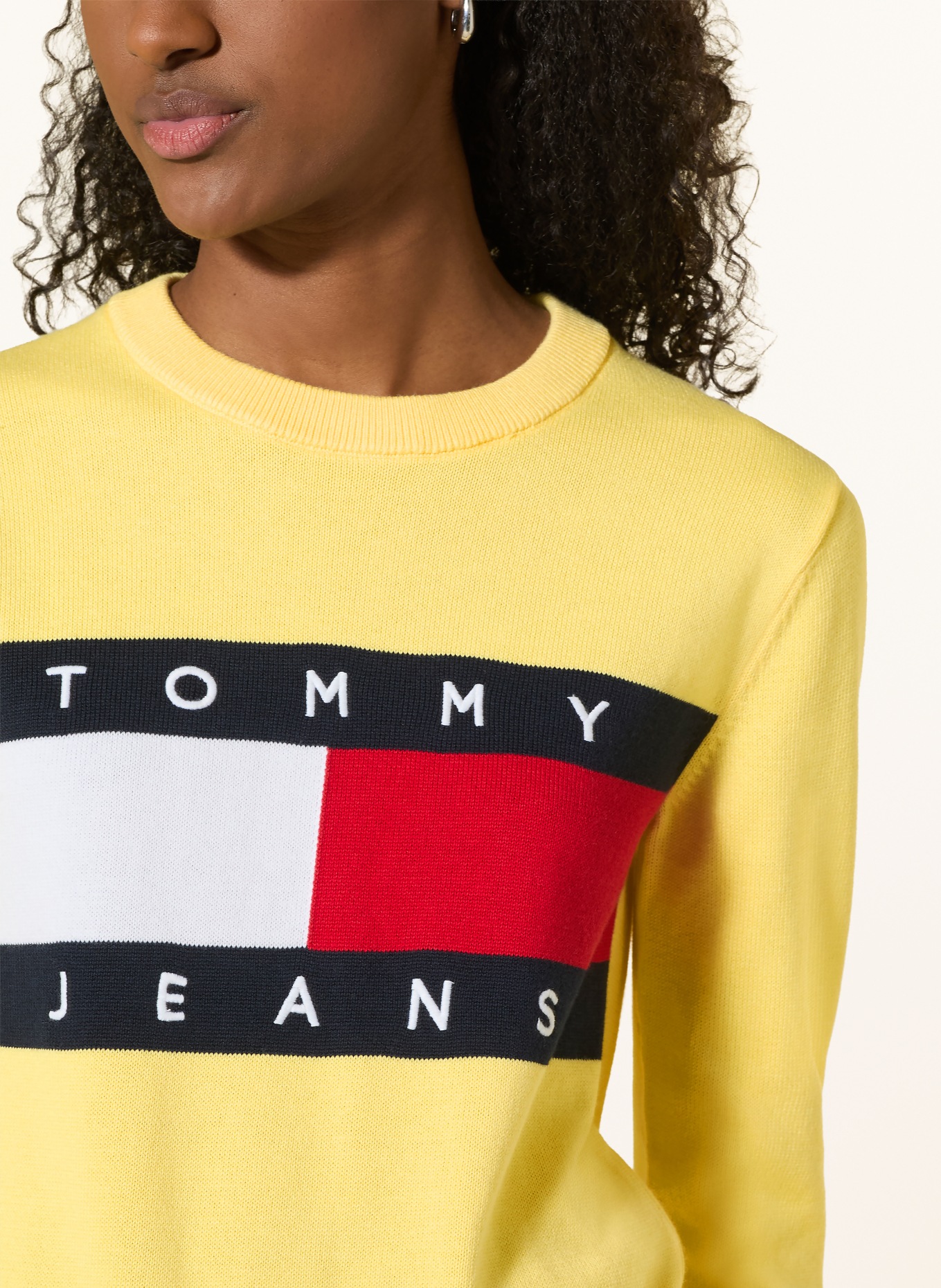 TOMMY JEANS Pullover: HELLGELB / ROT / DUNKELBLAU