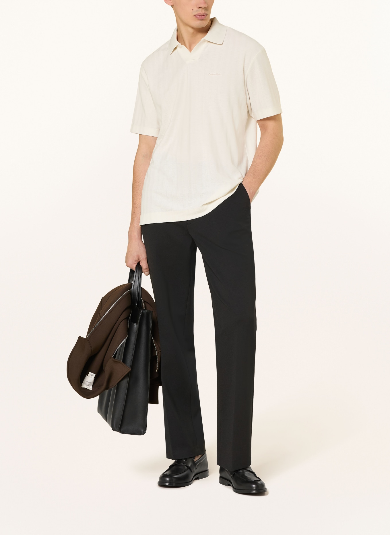 Calvin Klein Straight-fit jersey pants: BLACK