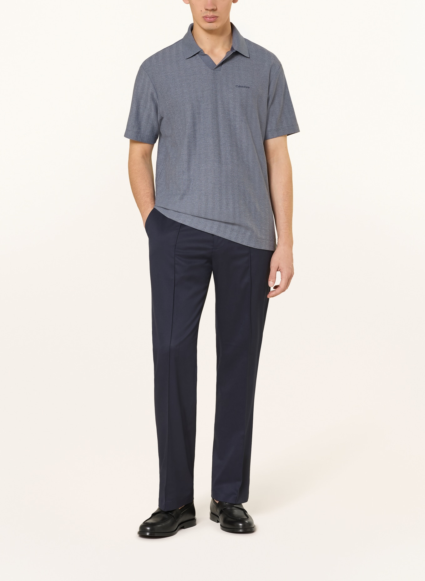 Calvin Klein Piqué-Poloshirt Easy Fit: BLAU