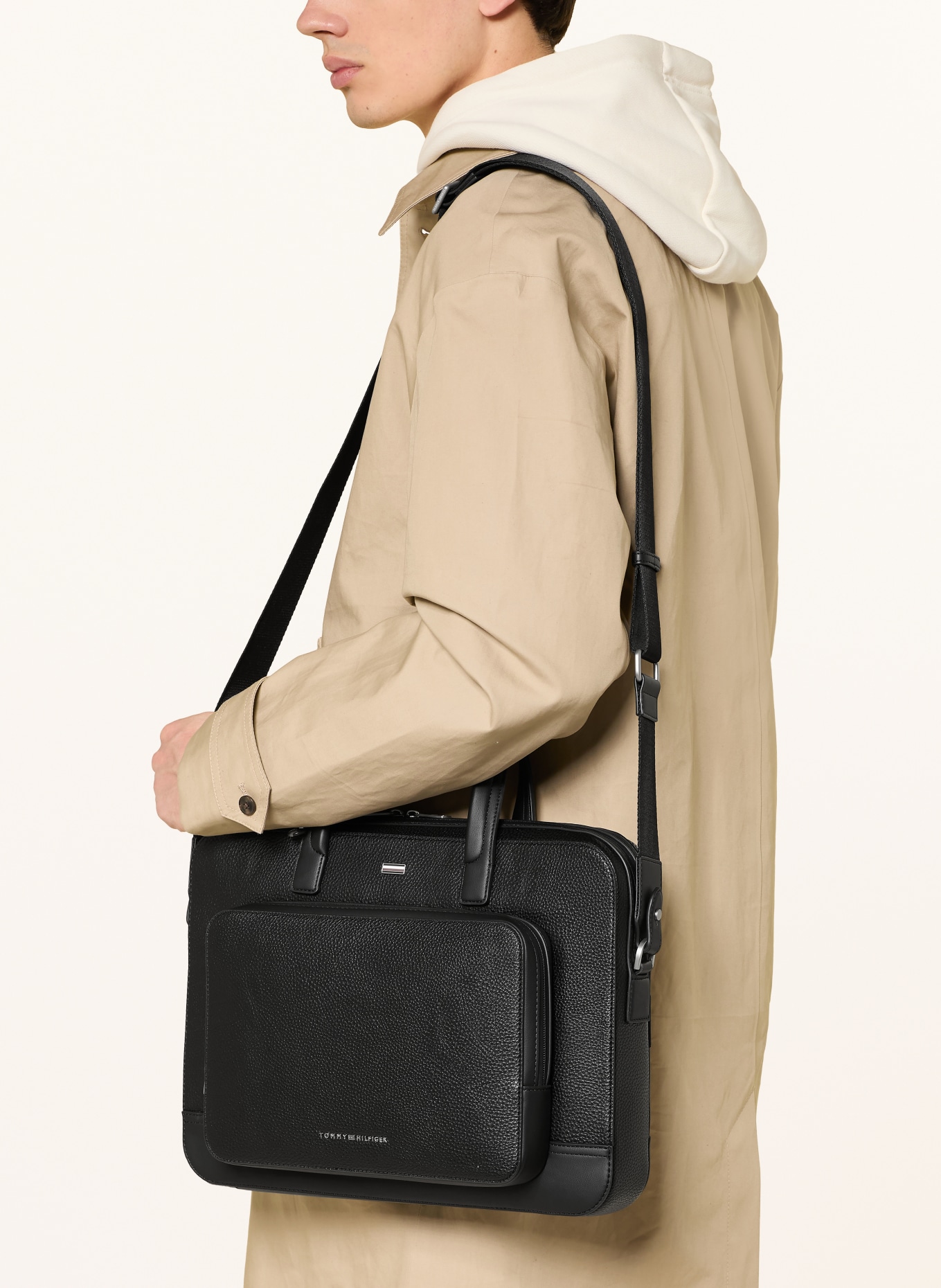 TOMMY HILFIGER Laptop bag: BLACK / SILVER
