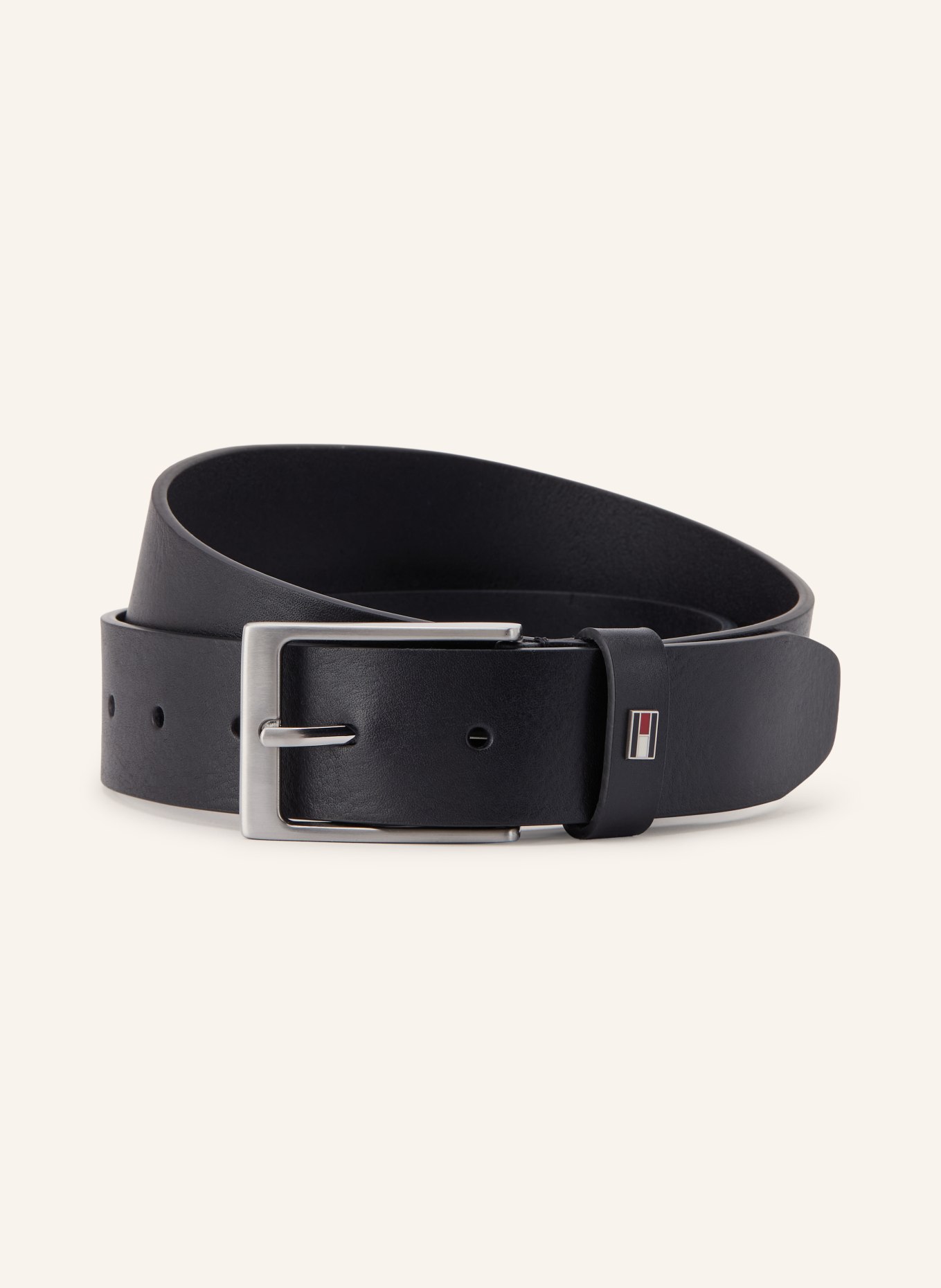 TOMMY HILFIGER Læderbælte LAYTON: SORT