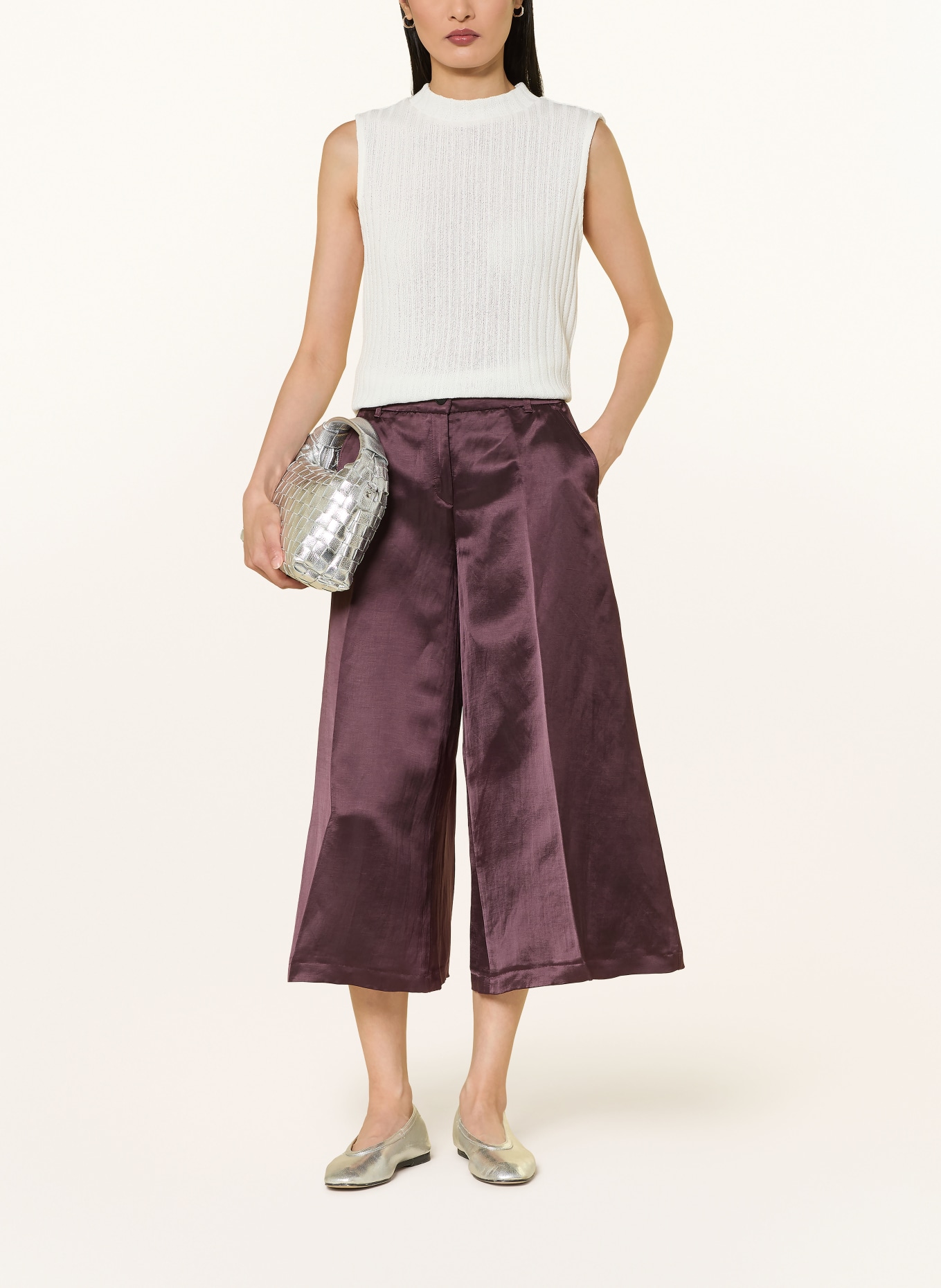 BRAX Culotte MELLI S aus Satin mit Leinen