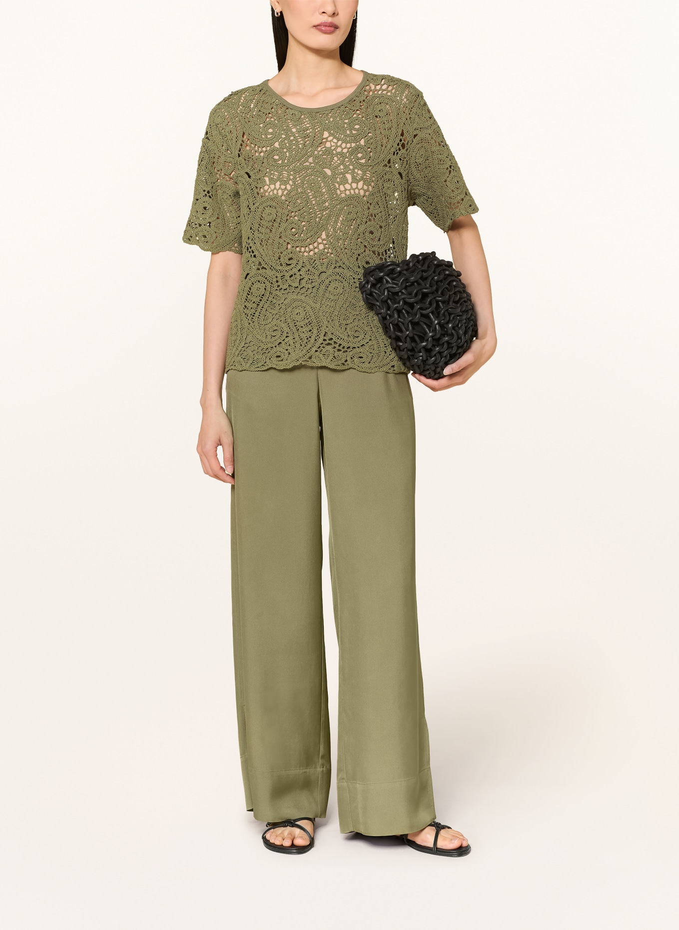 BRAX Crochet Shirt CARA S: OLIVE