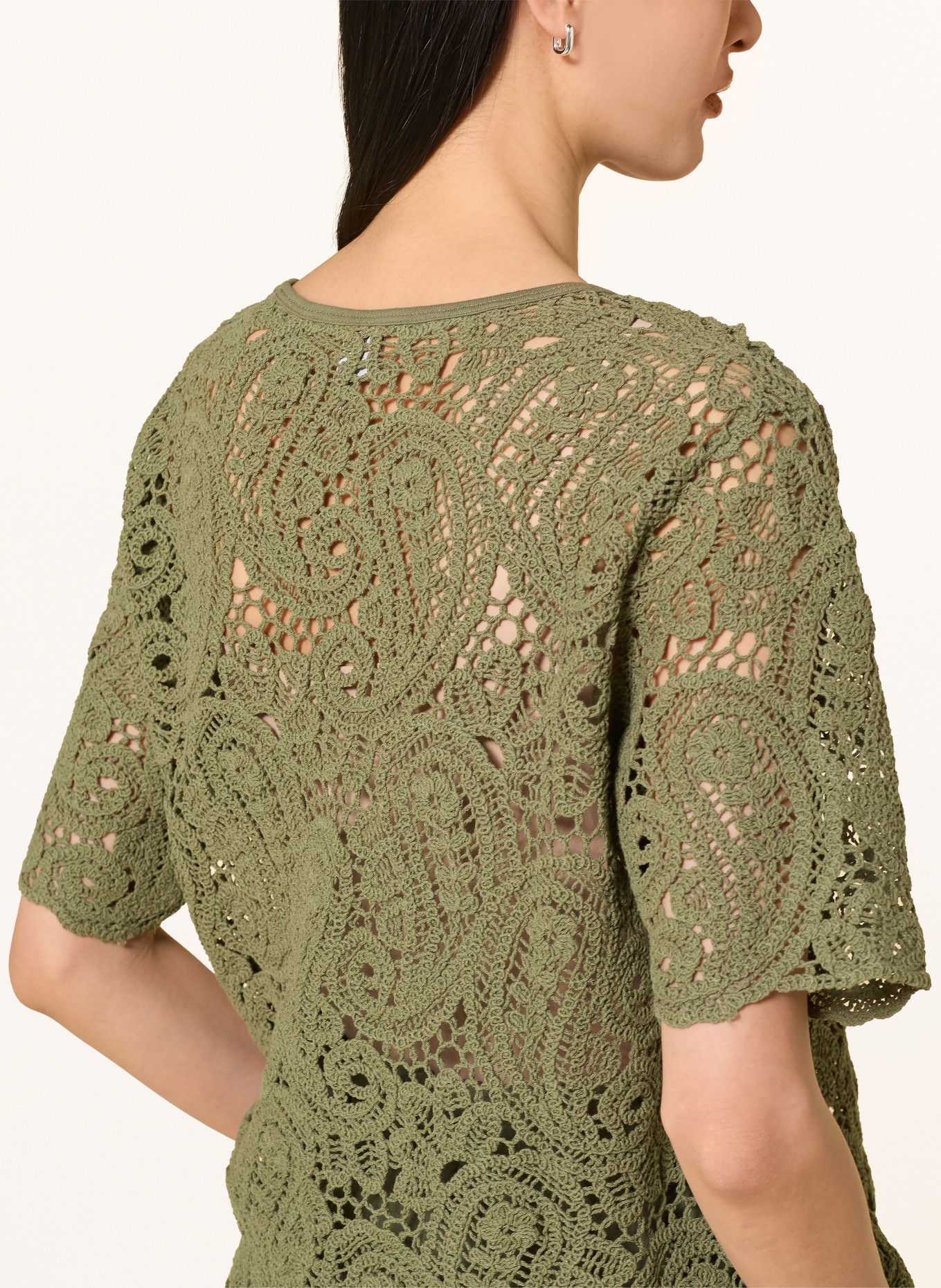 BRAX Crochet Shirt CARA S: OLIVE