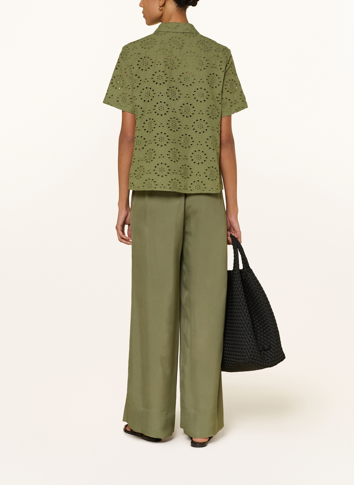 BRAX VERA shirt blouse with eyelet lace: GREEN