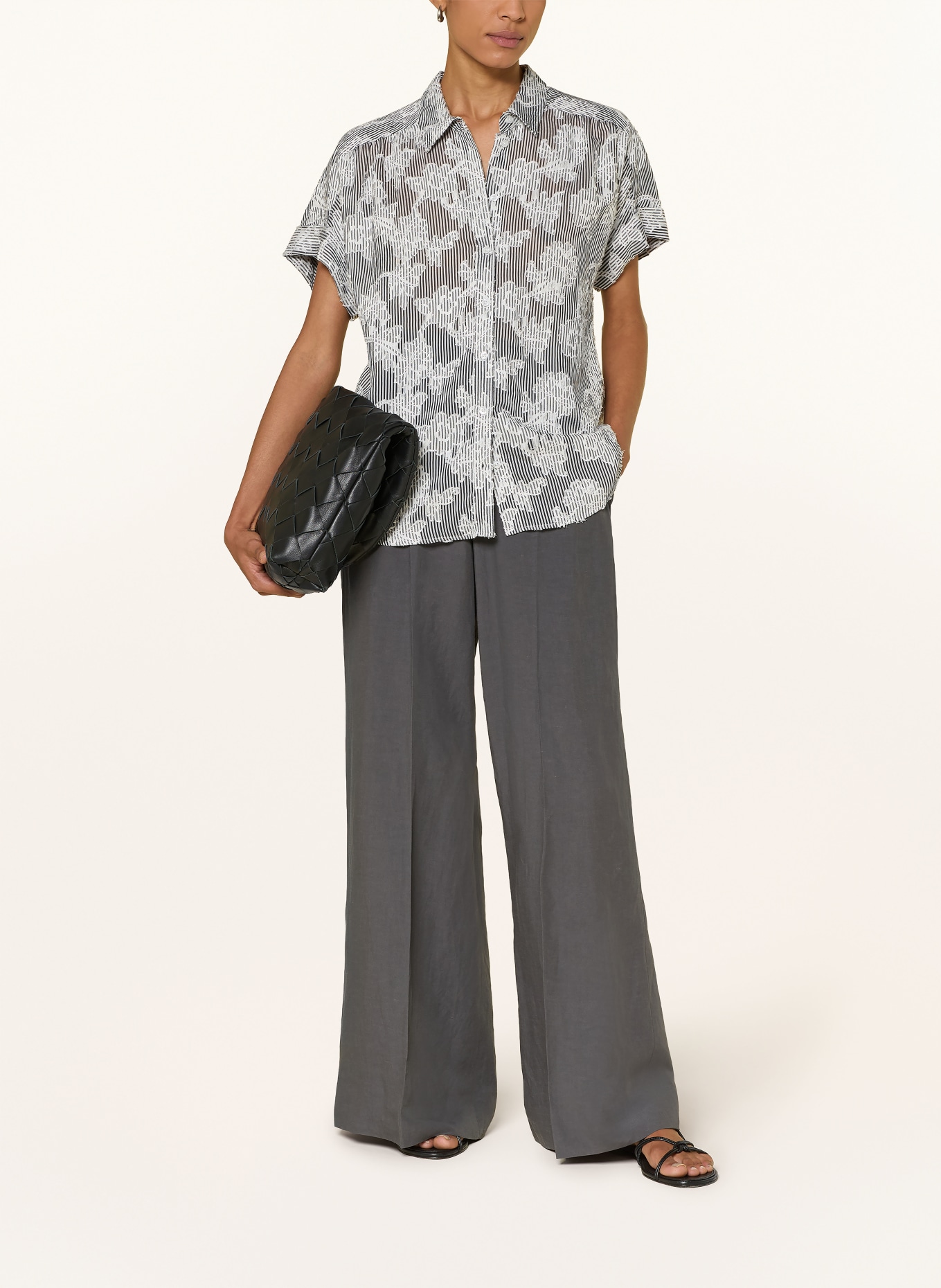 BRAX Bluză din jacquard: ALB / NEGRU