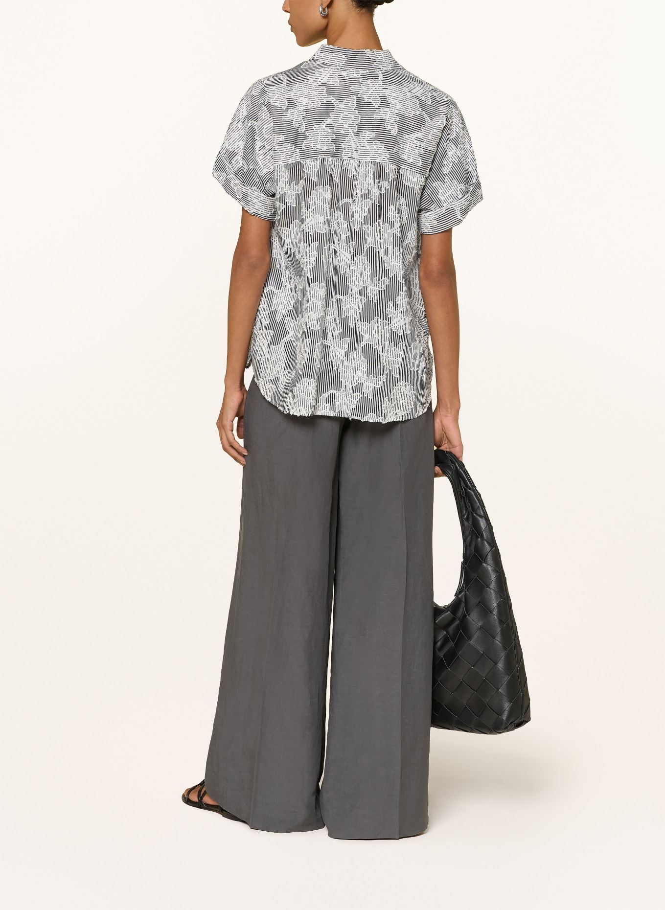 BRAX Bluză din jacquard: ALB / NEGRU