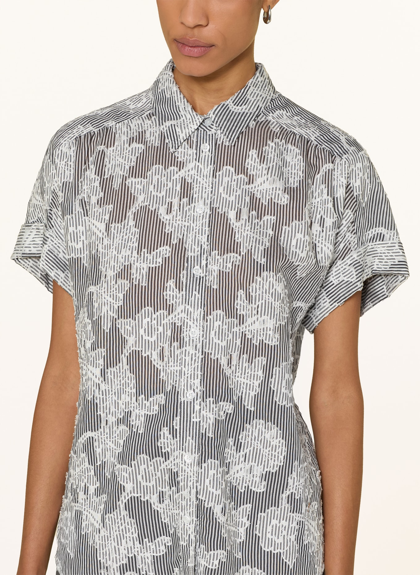 BRAX Bluză din jacquard: ALB / NEGRU