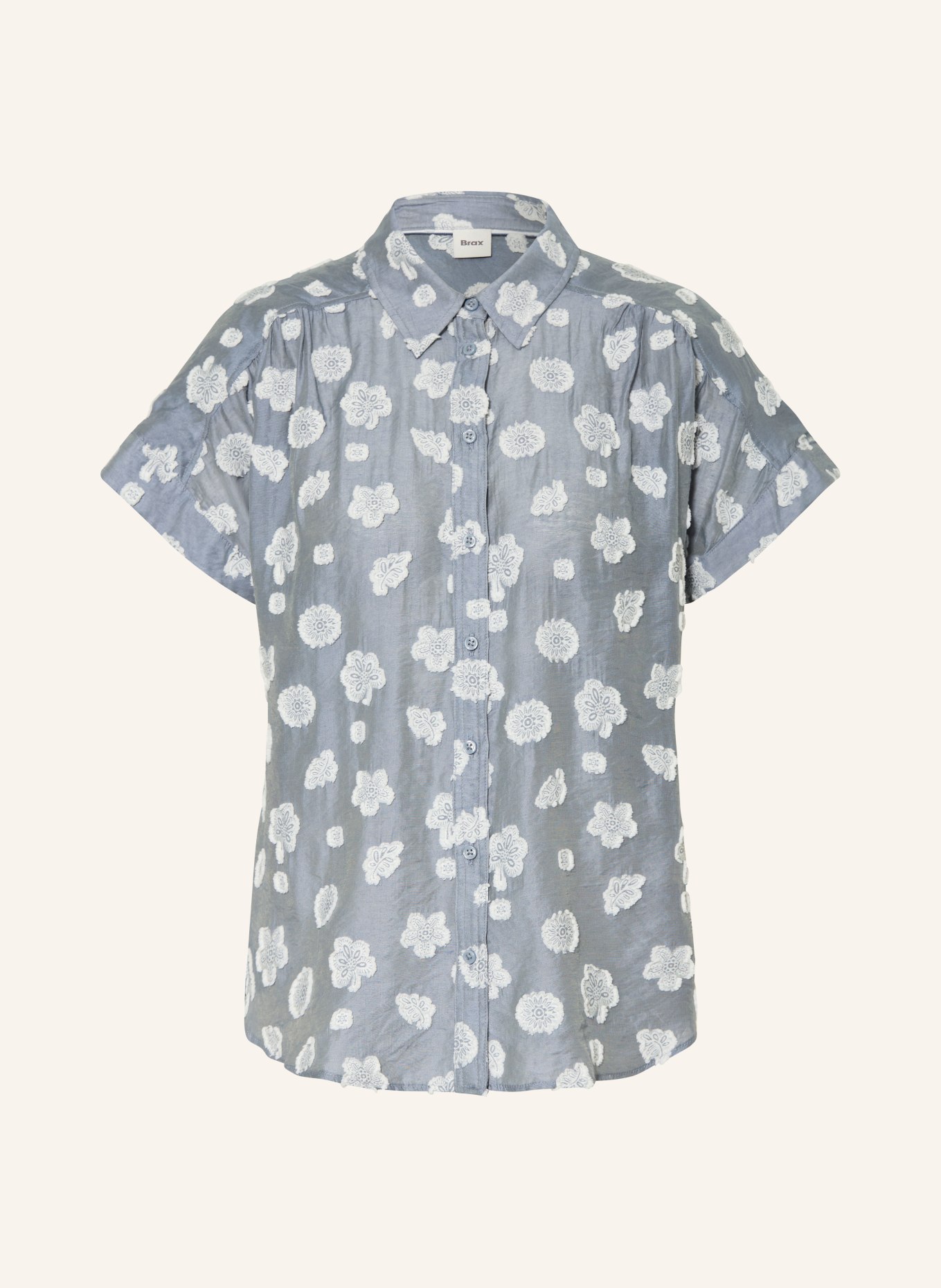 BRAX Blouse in a mix of materials: GRAY / WHITE