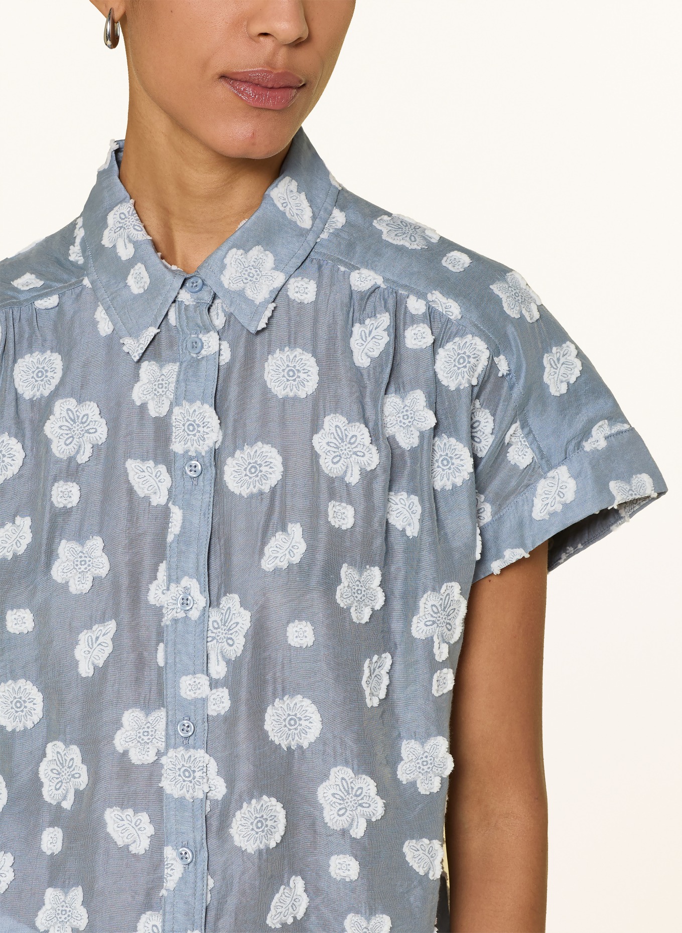 BRAX Blouse in a mix of materials: GRAY / WHITE