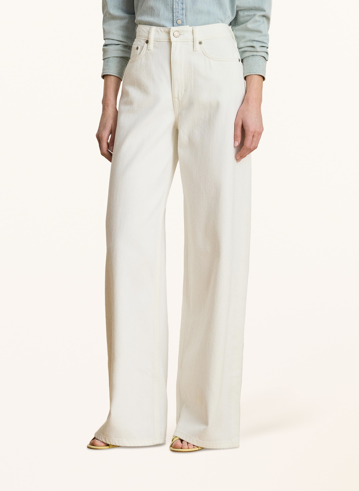 LAUREN RALPH LAUREN Wide Leg Jeans: 001 WHITE WSH