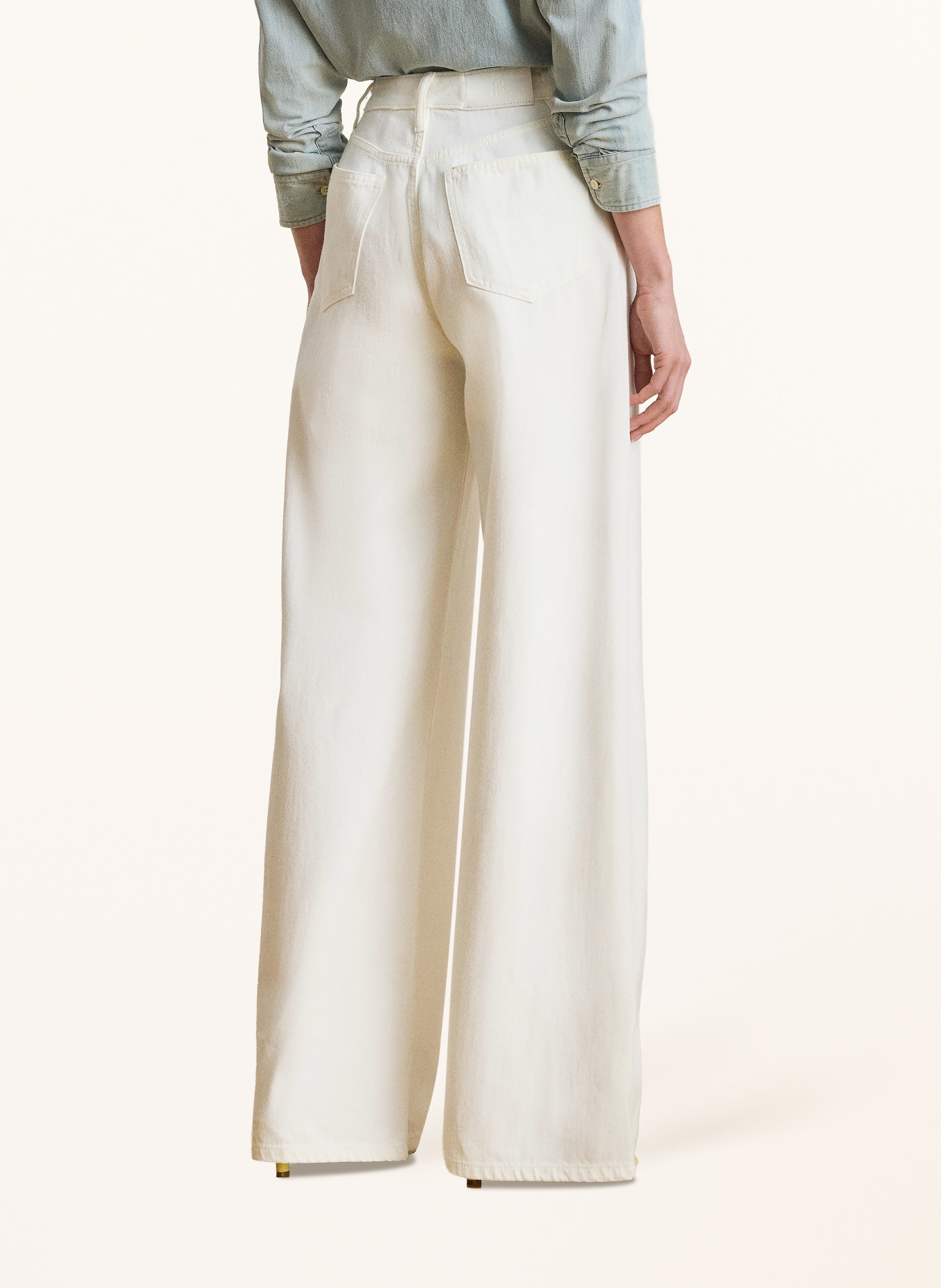 LAUREN RALPH LAUREN Wide Leg Jeans: 001 WHITE WSH