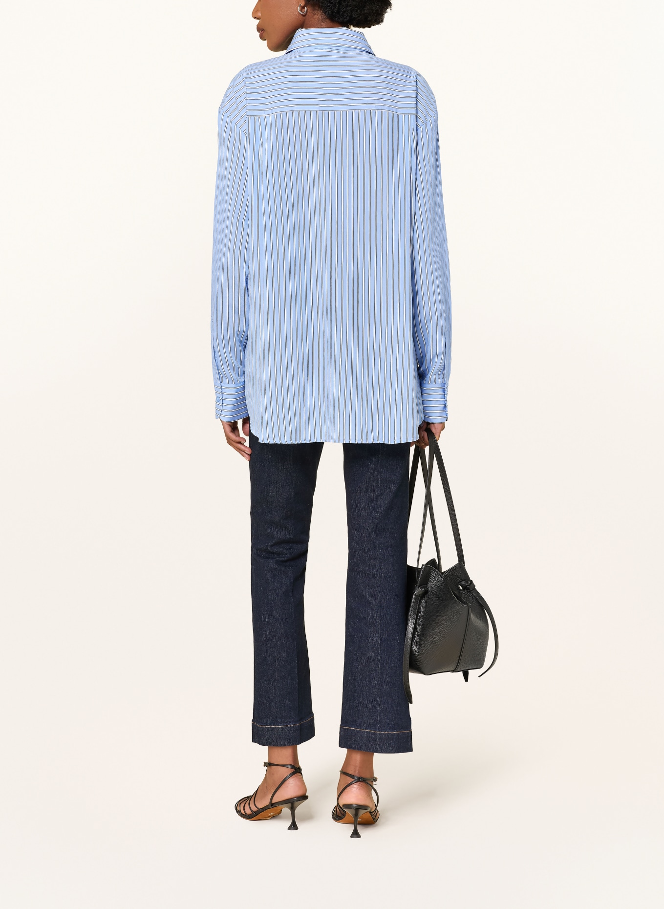 The Frankie Shop PERI Shirt Blouse: LIGHT BLUE / WHITE / BLACK
