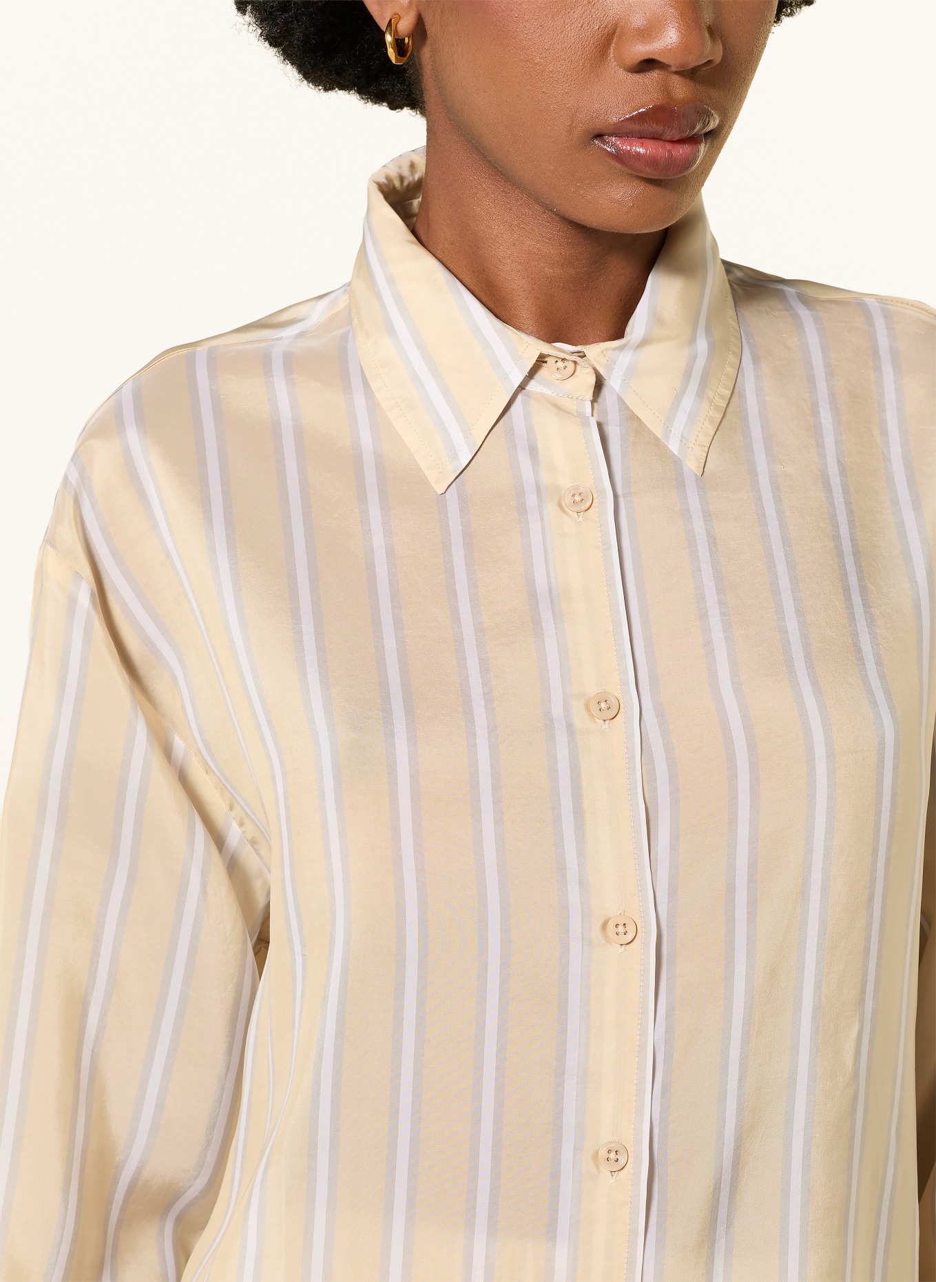 The Frankie Shop Chemisier PERI: MARRON CLAIR / BLEU CLAIR / BLANC