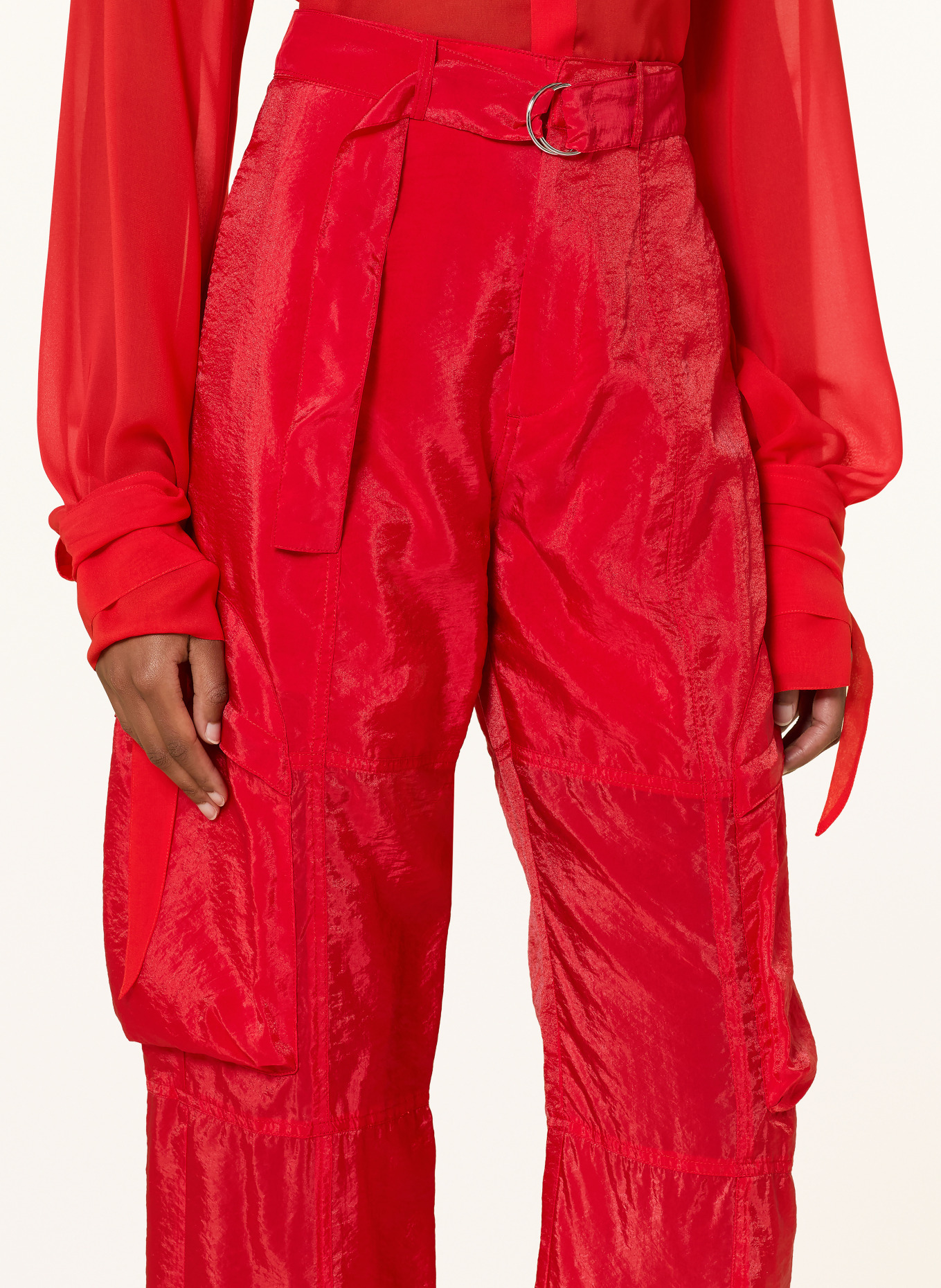 The Frankie Shop KELLY SHEER Cargo Pants: RED