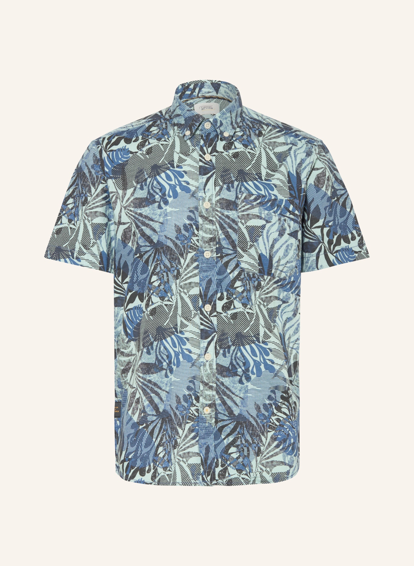 camel active Short-sleeved shirt, regular fit: BLUE / LIGHT GREEN