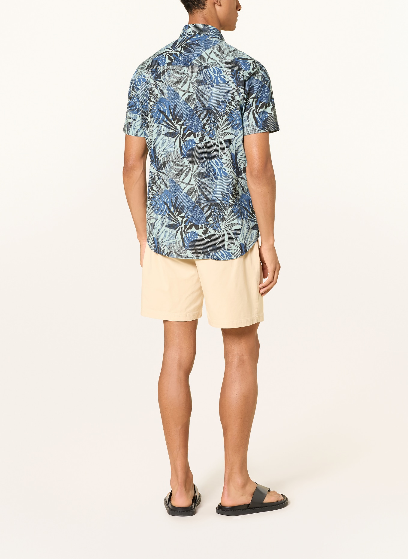 camel active Short-sleeved shirt, regular fit: BLUE / LIGHT GREEN