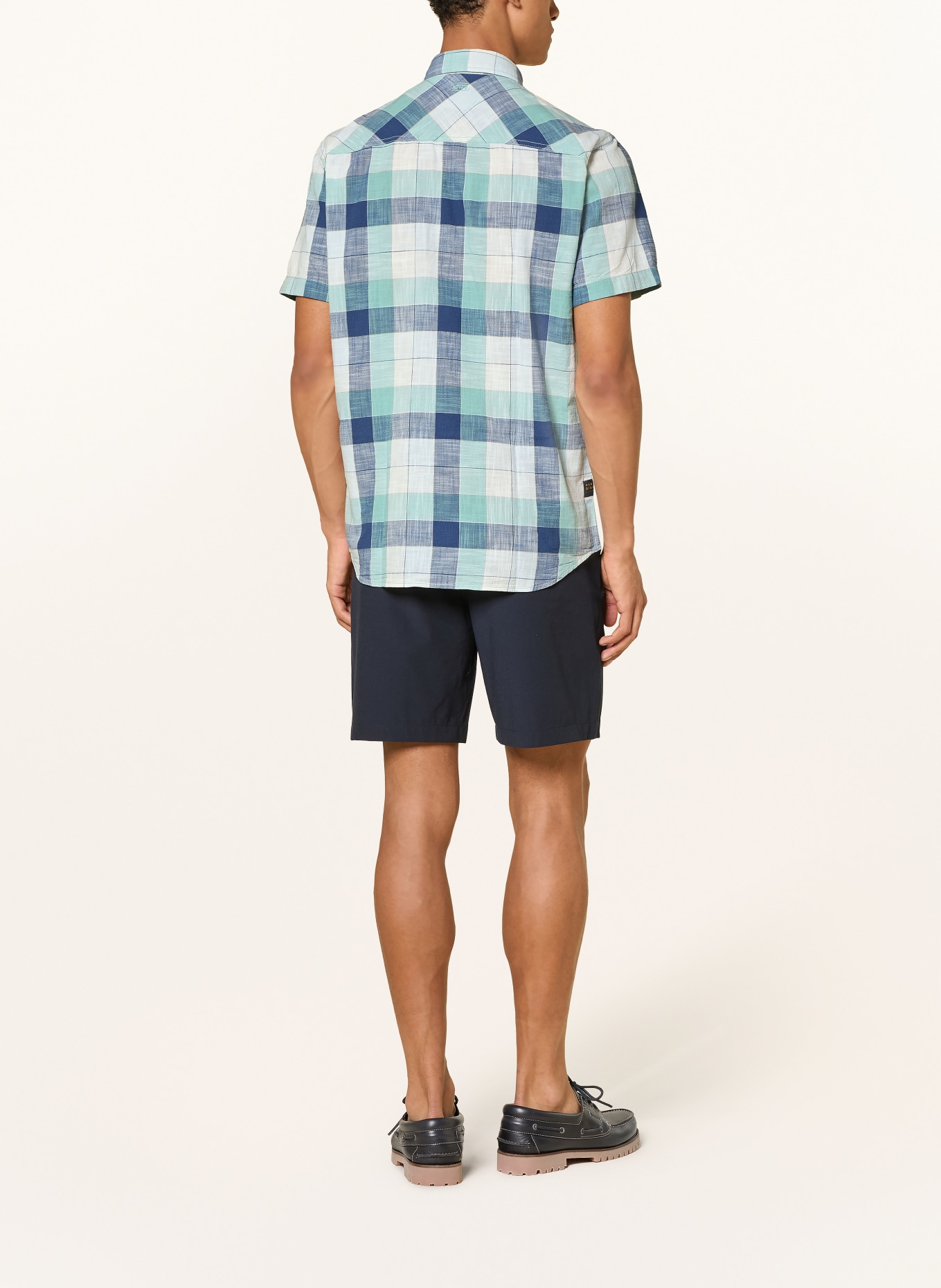 camel active Chemise à manches courtes coupe classique: BLEU FONCÉ / MENTHE / BLANC