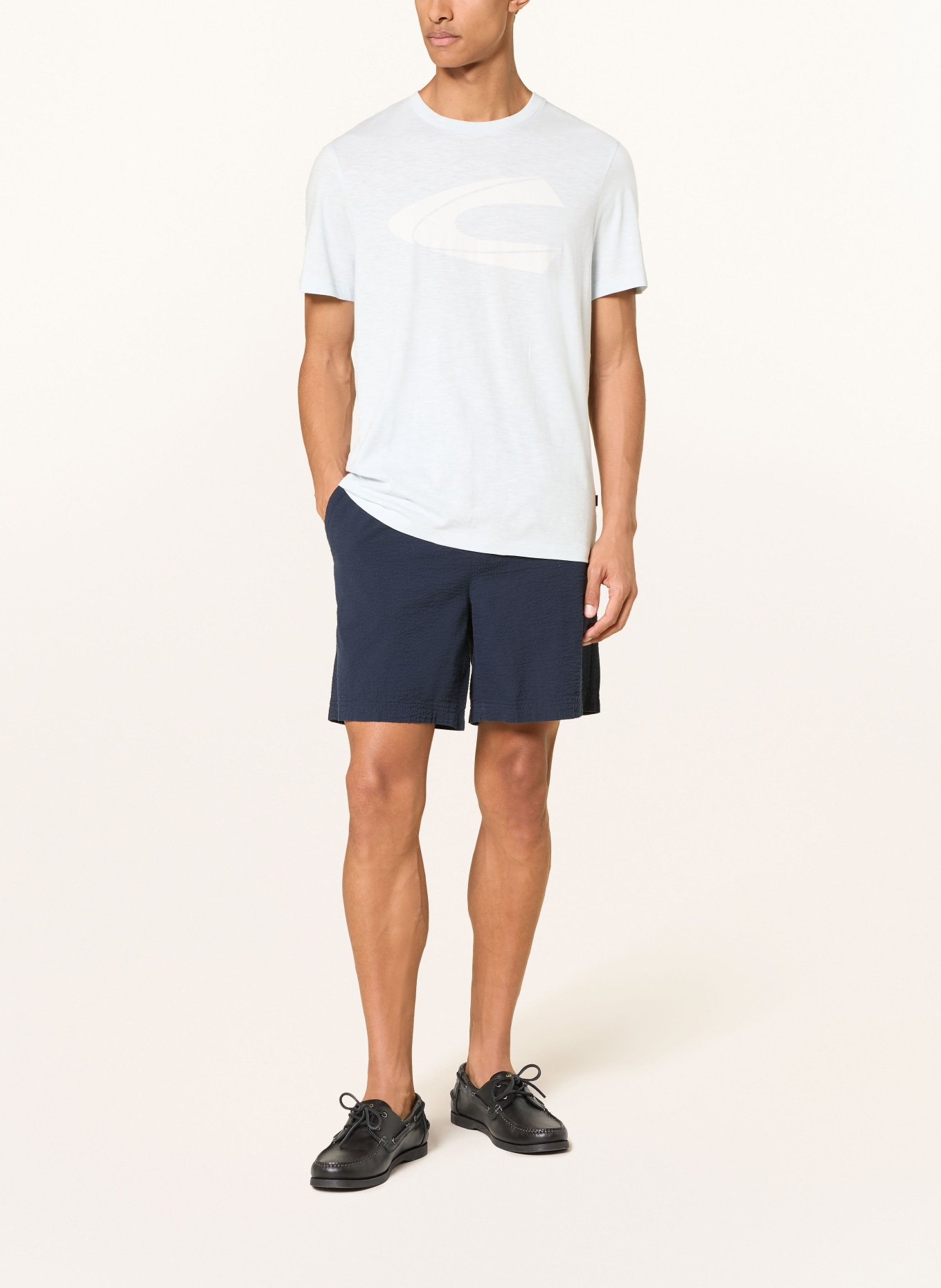 camel active T-shirt: LIGHT BLUE / WHITE