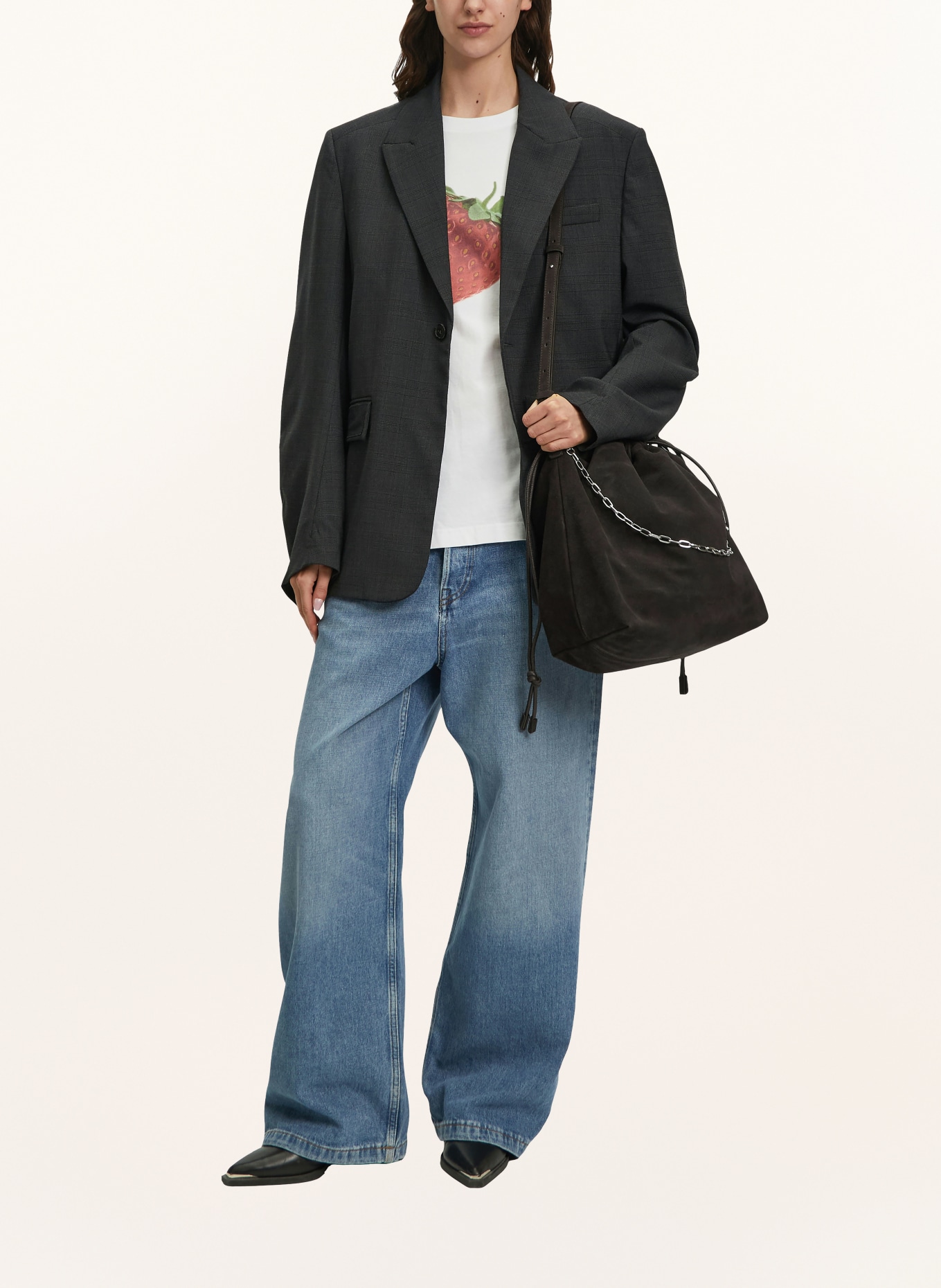 LIEBESKIND LYA MEDIUM Tote Bag: DARK BROWN / SILVER