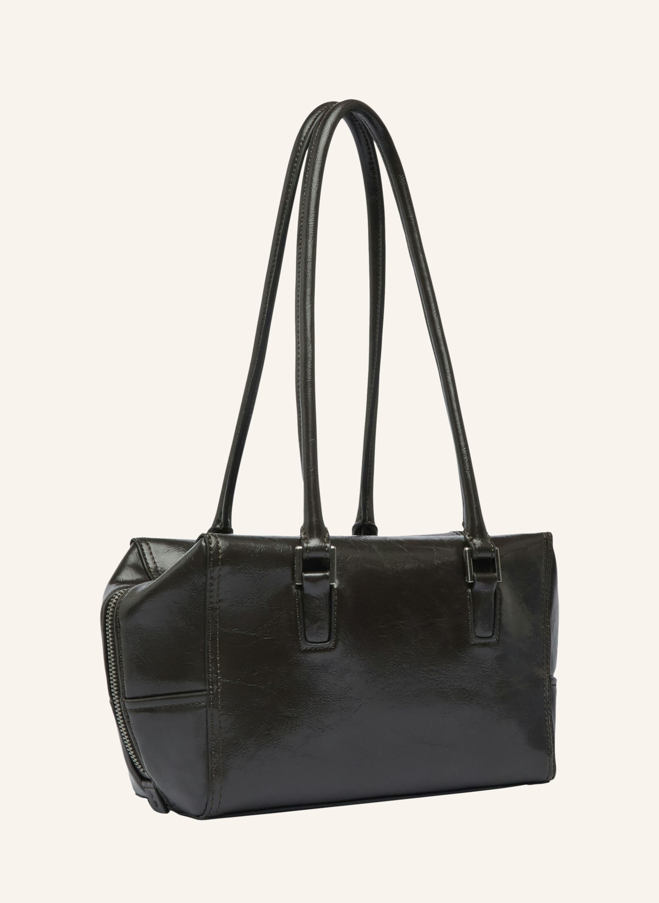 LIEBESKIND ARCHIVE KAYLA SMALL Shoulder Bag: DARK BROWN / PLATINUM