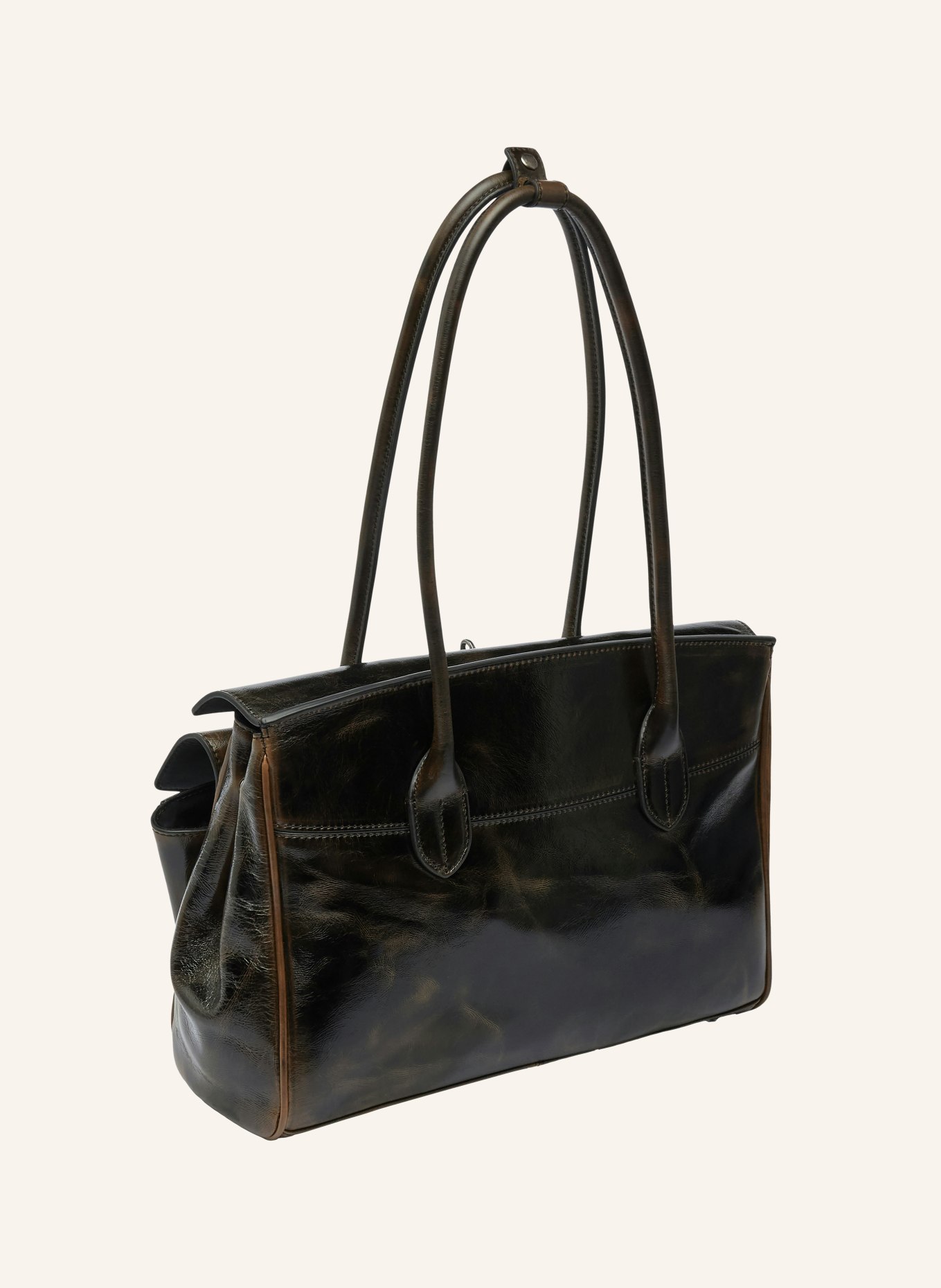LIEBESKIND Geantă de umăr SATCHEL: MARO ÎNCHIS / ARGINT