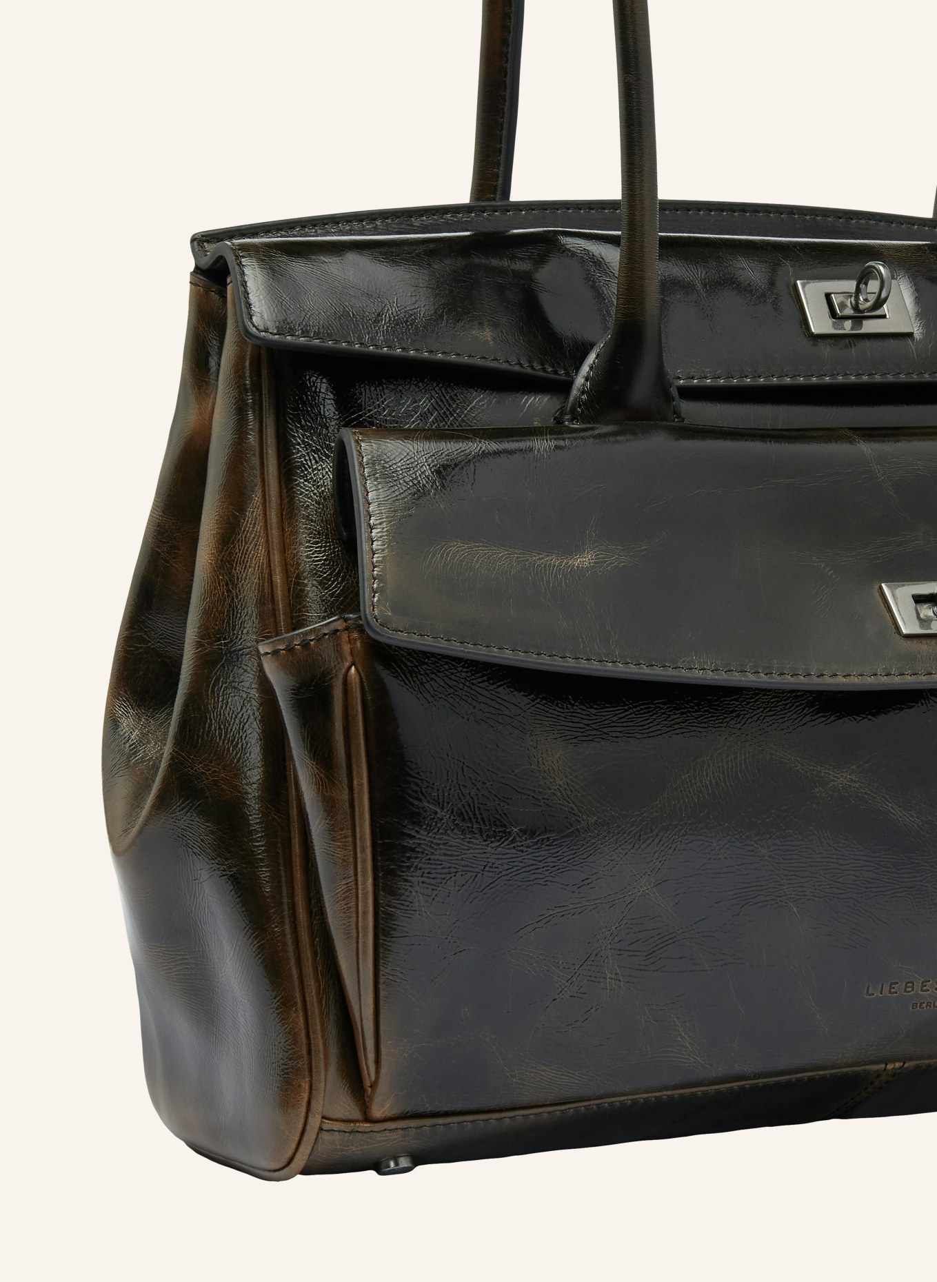 LIEBESKIND Geantă de umăr SATCHEL: MARO ÎNCHIS / ARGINT