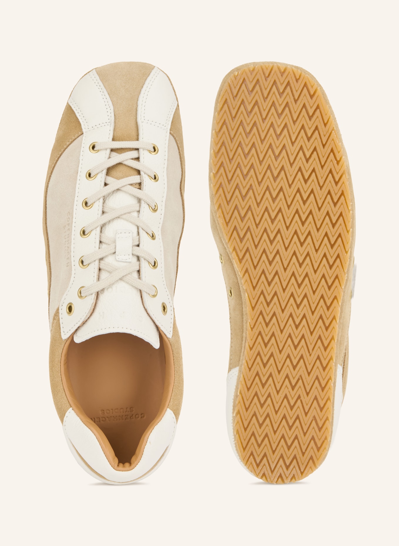 COPENHAGEN STUDIOS Sneaker CPH723: BIAŁY / ZŁOTY / BEŻOWY