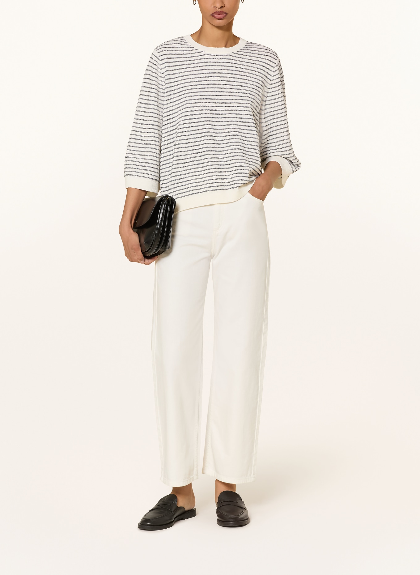 InWear NOLAIW sweater with 3/4 sleeves: WHITE / BLACK