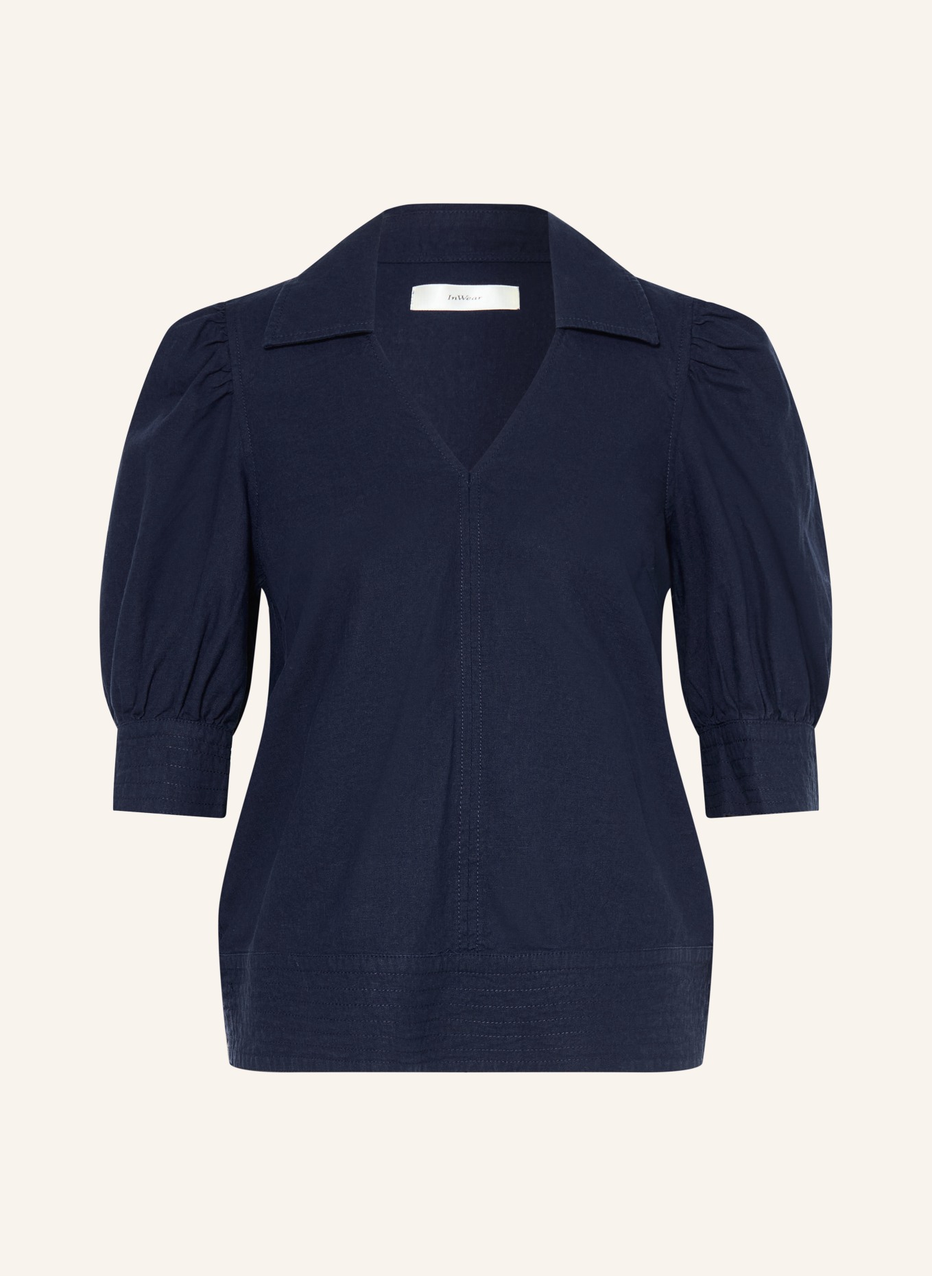 InWear Bluse EDITHIW med hør: MØRKEBLÅ