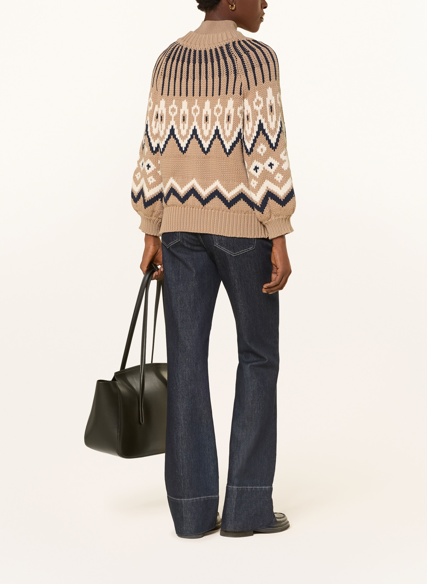 BOGNER Strickjacke AURORA: BEIGE / CREME / DUNKELBLAU