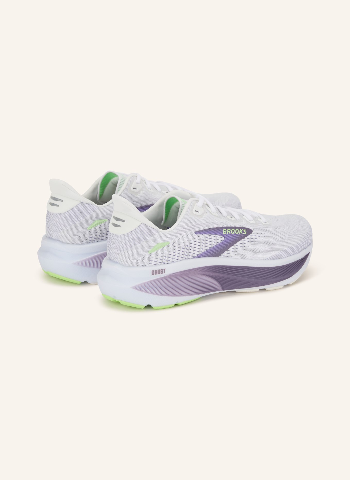 BROOKS GHOST 18 Running Shoes: LIGHT GRAY / PURPLE / LIGHT GREEN
